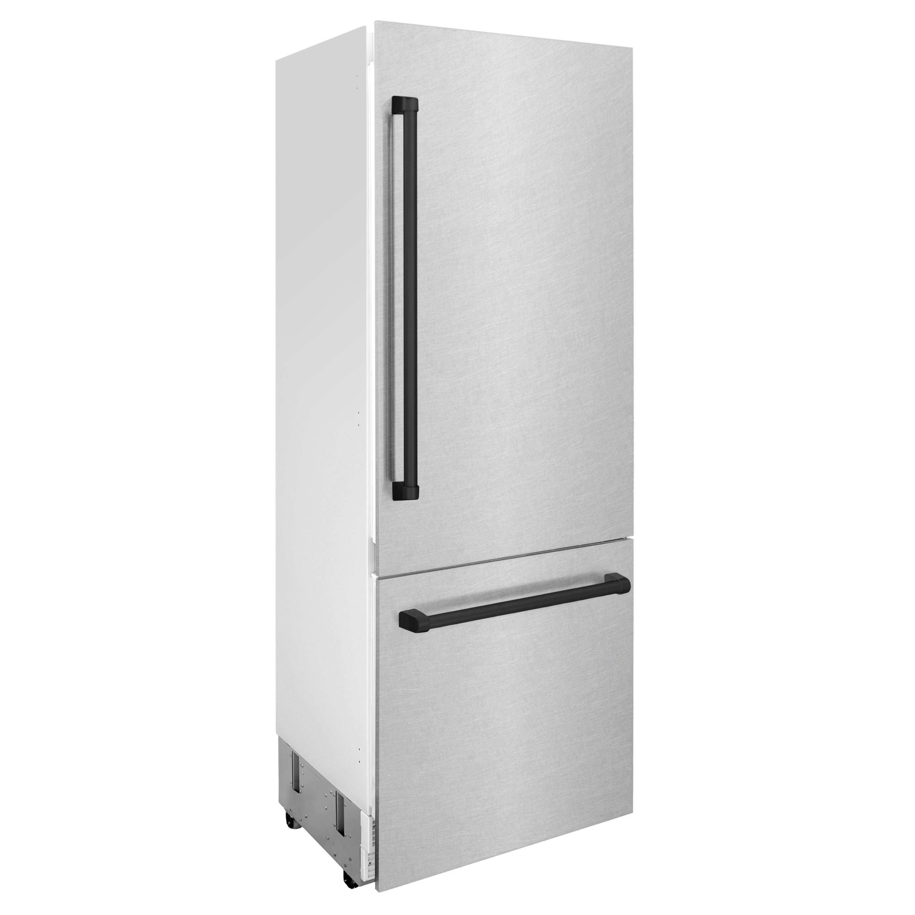 ZLINE 30 in. Built-In Bottom Freezer Refrigerator 16.1 cu. ft. Water Dispenser Ice Maker Satin Stainless Steel Matte Black Accents (RBIVZ-SN-30-MB)
