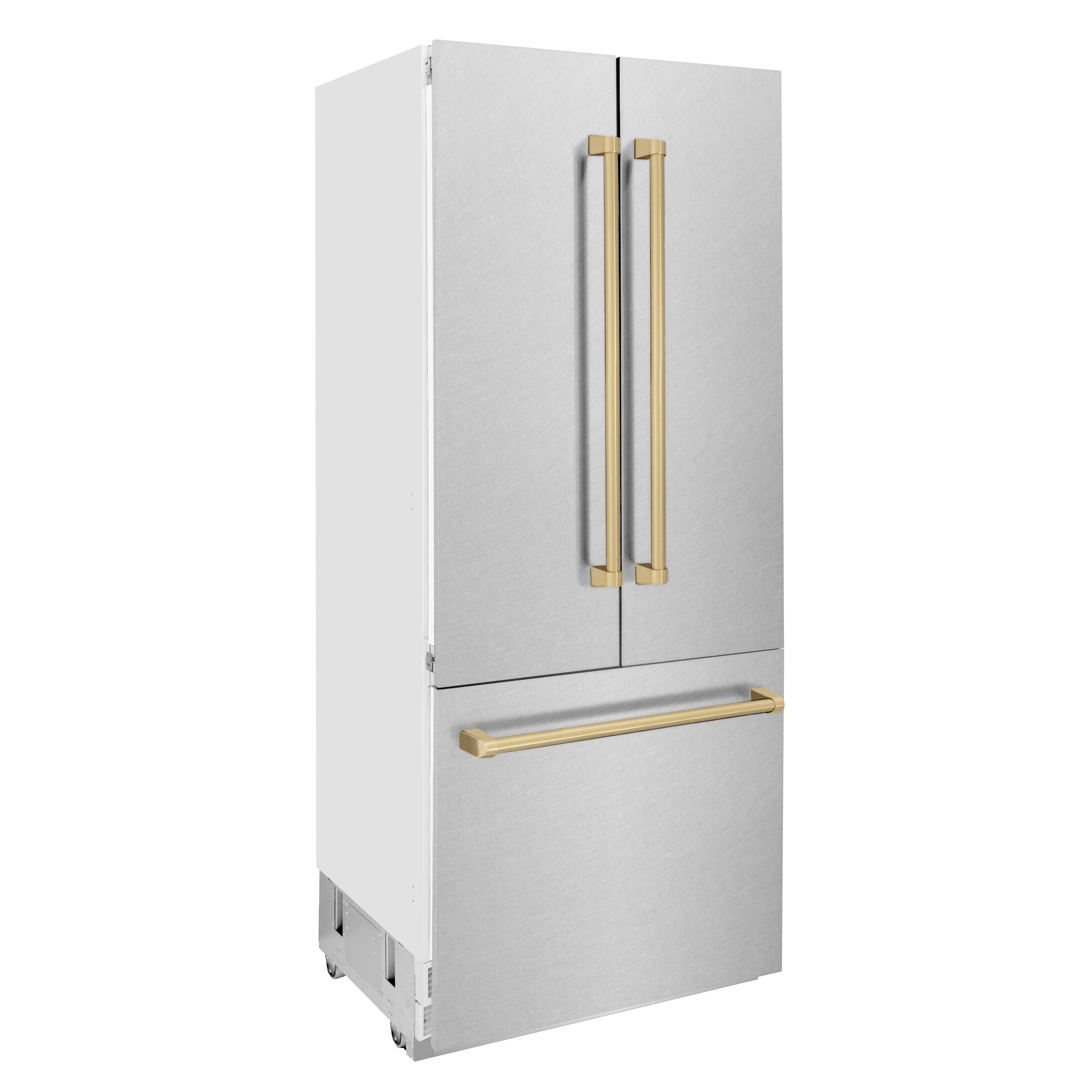 ZLINE 36" French Door Built-In Bottom Freezer Refrigerator 19.6 cu. ft. Water Dispenser Ice Maker Champagne Bronze Accents (RBIVZ-SN-36-CB)