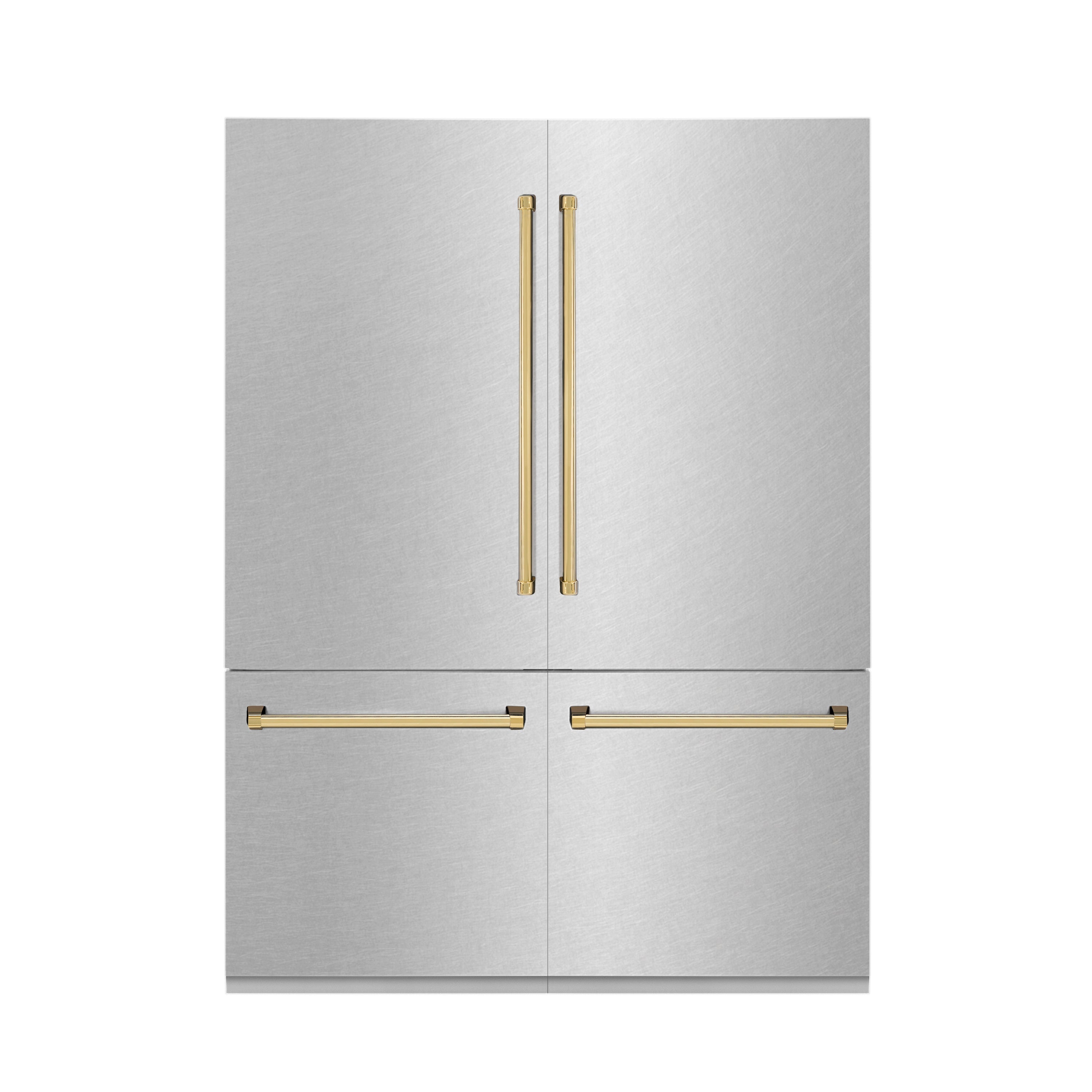 ZLINE 60-Inch French Door Built-In Refrigerator 32.2 cu. ft. Water Dispenser Ice Maker Satin Stainless Steel Polished Gold Accents (RBIVZ-SN-60-G)