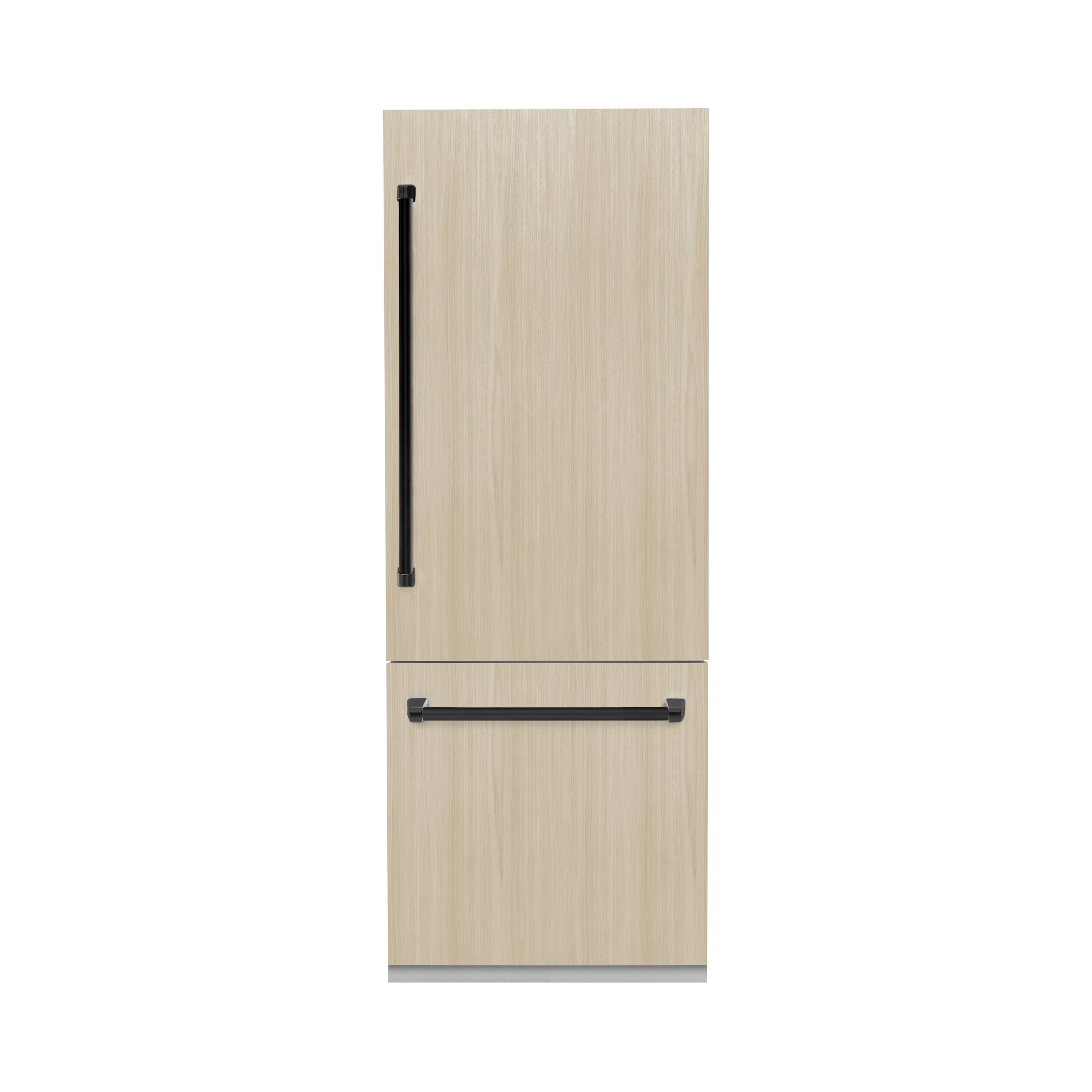 ZLINE 30 in. Panel Ready Built-In Bottom Freezer Refrigerator 16.1 cu. ft. with Water Dispenser, Ice Maker, Graphite Gray Interior, Matte Black Accents (GRBIVZ-30-MB)