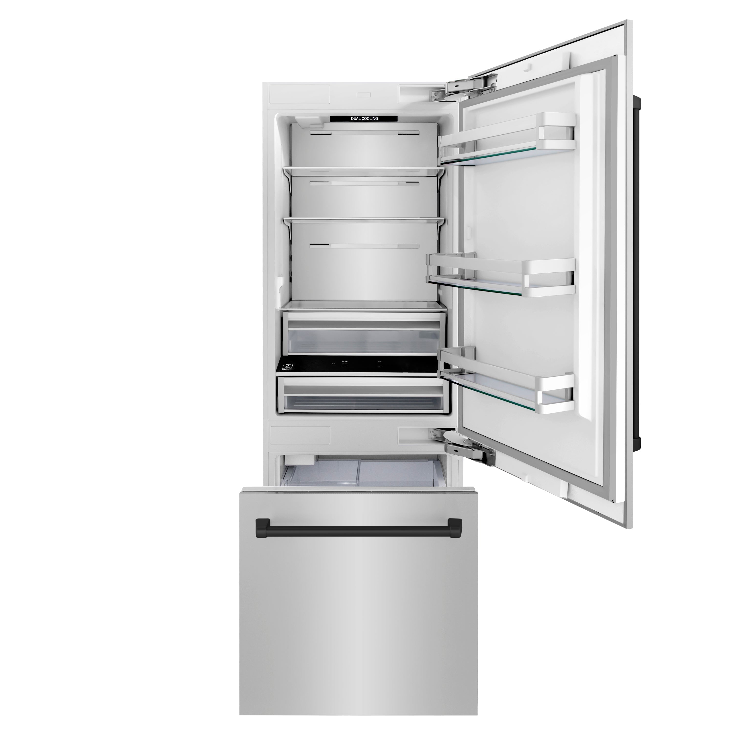 ZLINE 30 in. Built-In Refrigerator 16.1 cu. ft. Internal Water & Ice Dispenser Matte Black Accents (RBIVZ-304-30-MB)