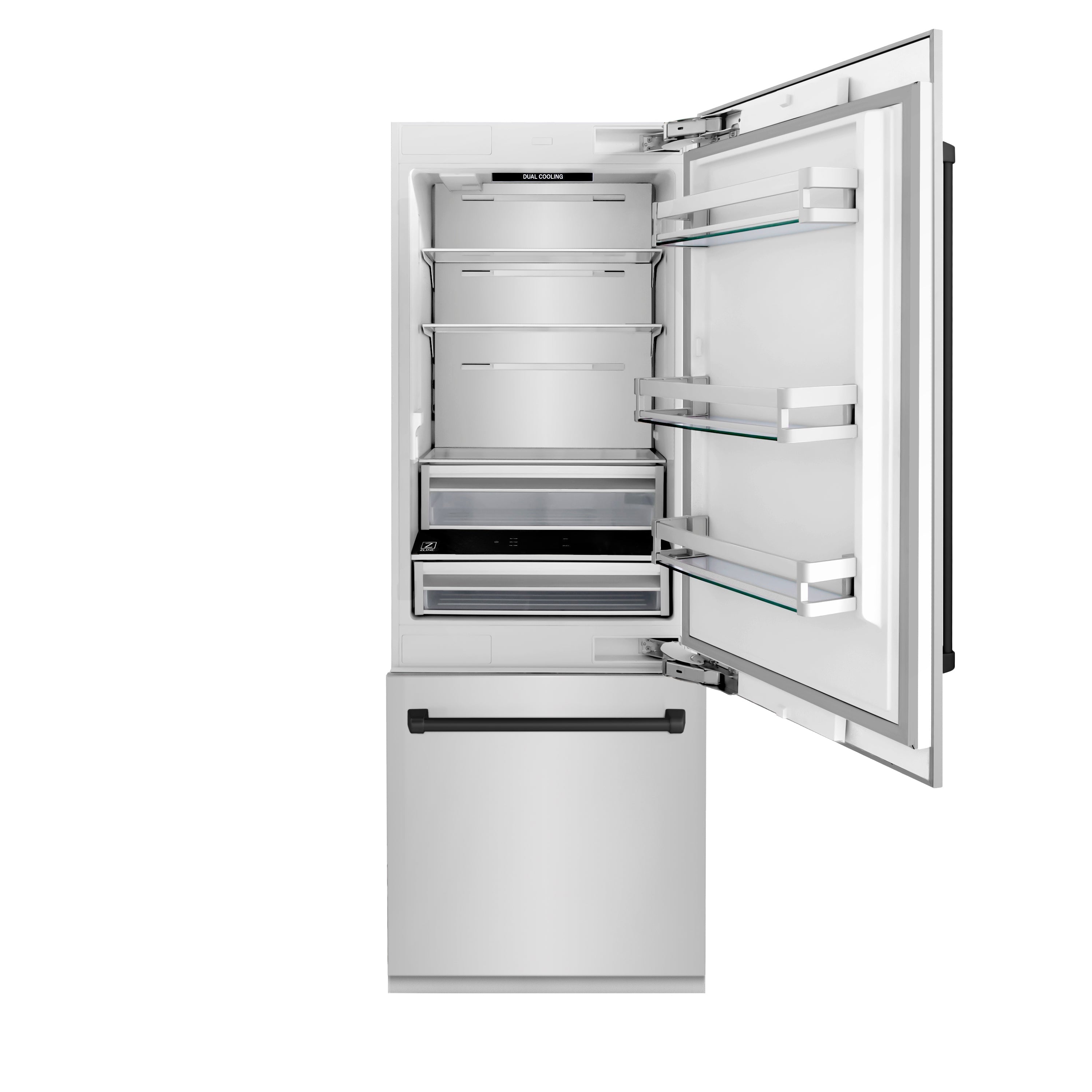 ZLINE 30 in. Built-In Refrigerator 16.1 cu. ft. Internal Water & Ice Dispenser Matte Black Accents (RBIVZ-304-30-MB)