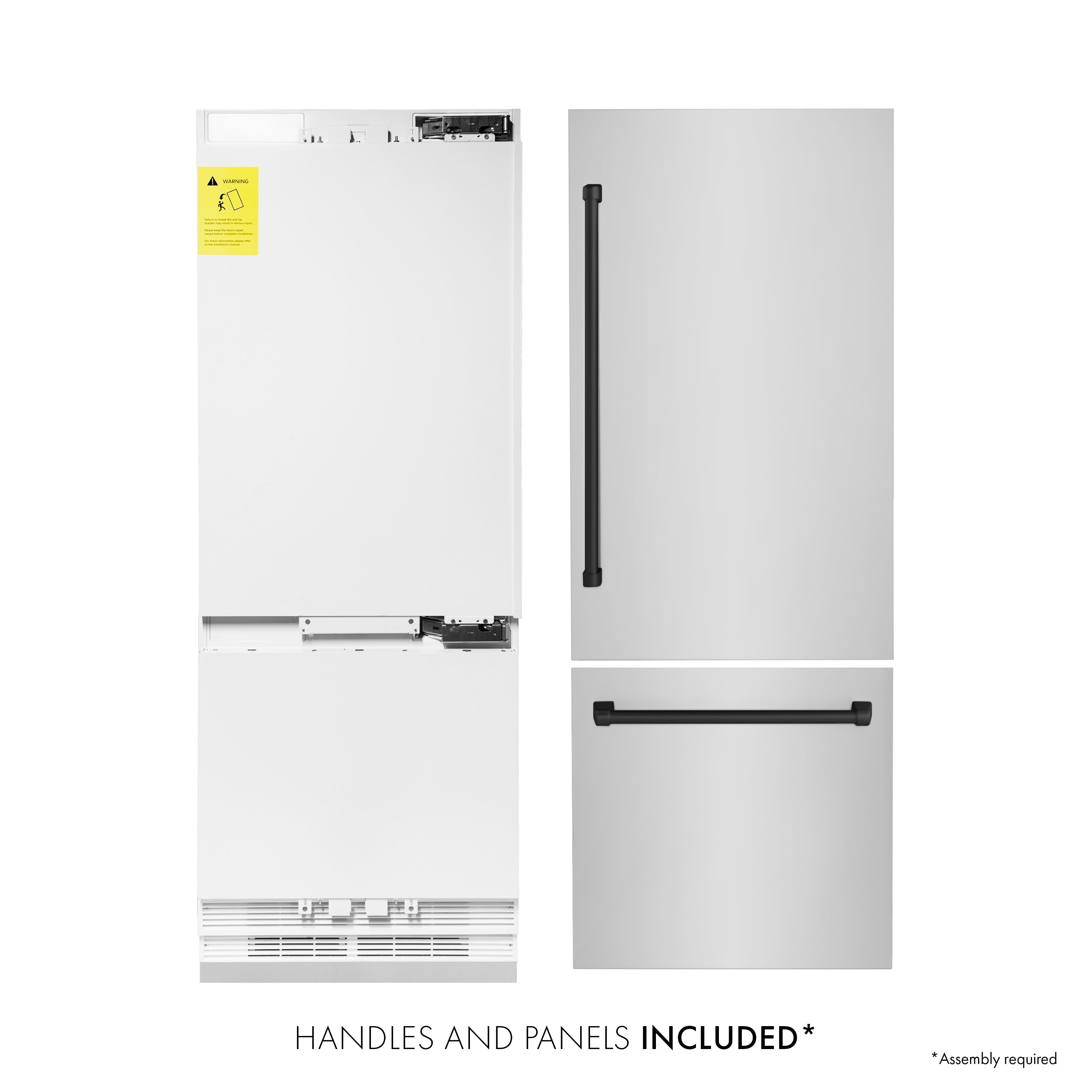 ZLINE 30 in. Built-In Refrigerator 16.1 cu. ft. Internal Water & Ice Dispenser Matte Black Accents (RBIVZ-304-30-MB)