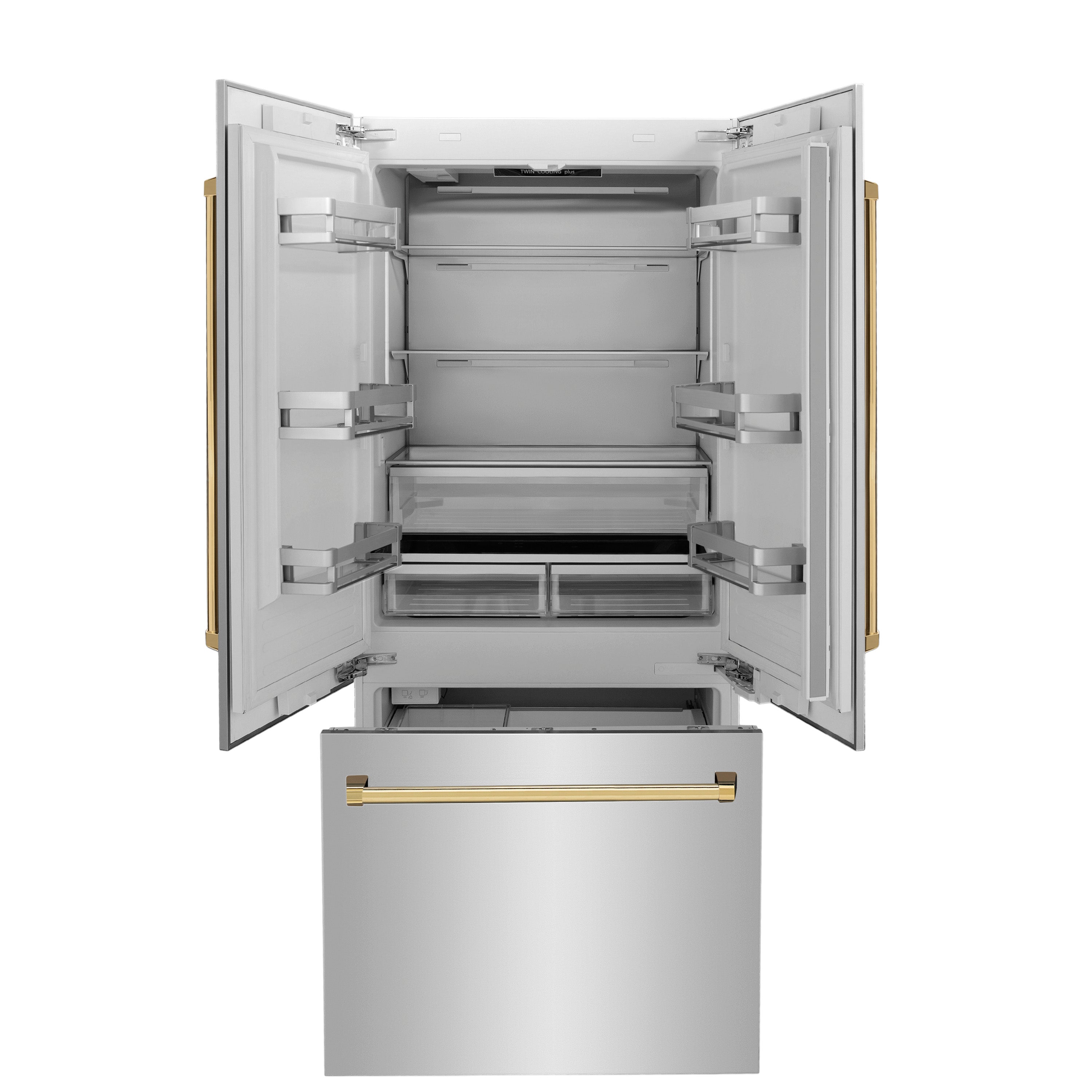 ZLINE 36 in. Built-In Refrigerator 19.6 cu. ft. Water & Ice Dispenser Gold Accents (RBIVZ-304-36-G)