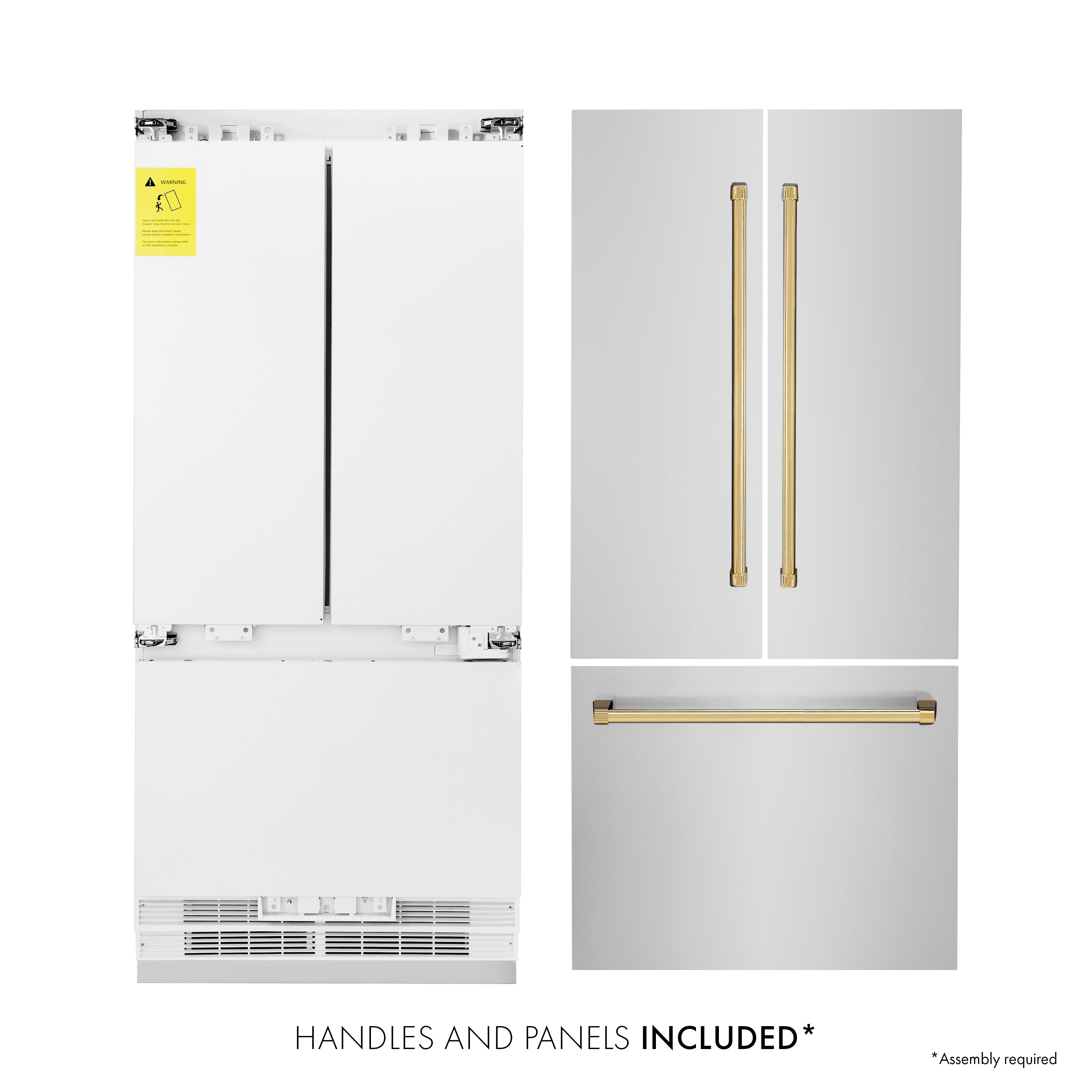 ZLINE 36 in. Built-In Refrigerator 19.6 cu. ft. Water & Ice Dispenser Gold Accents (RBIVZ-304-36-G)