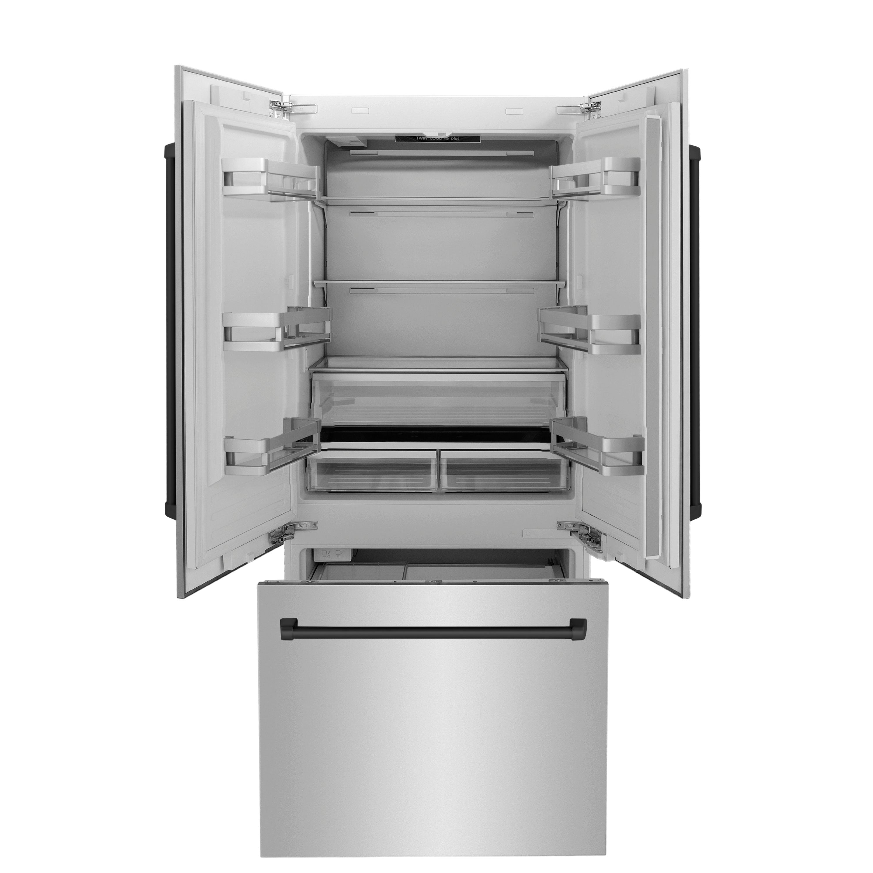 ZLINE 36 in Built-In Refrigerator 19.6 cu. ft. Water & Ice Dispenser Matte Black Accents (RBIVZ-304-36-MB)