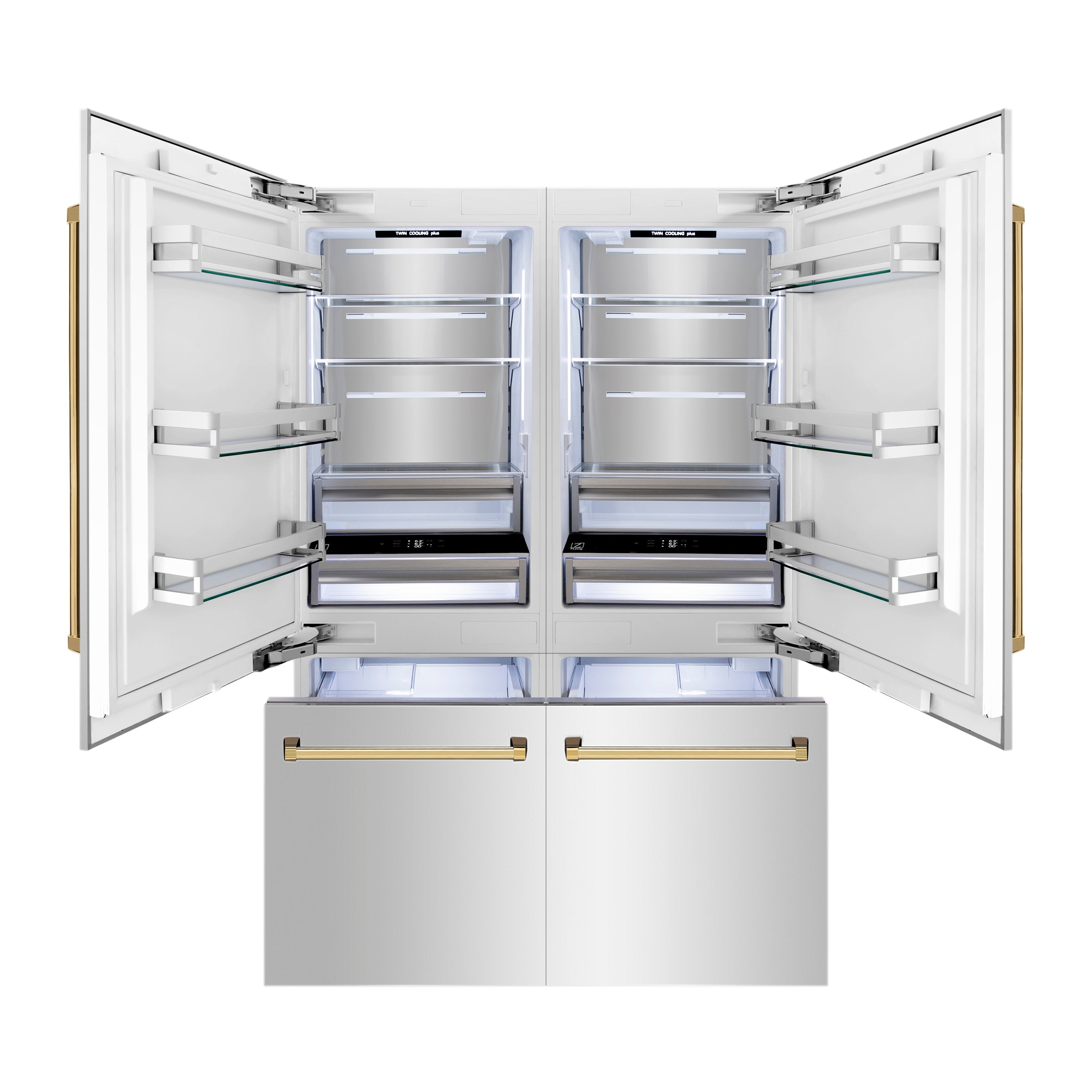ZLINE 60" Built-In Refrigerator Internal Water & Ice Dispenser Stainless Steel Gold Accents (RBIVZ-304-60-G)