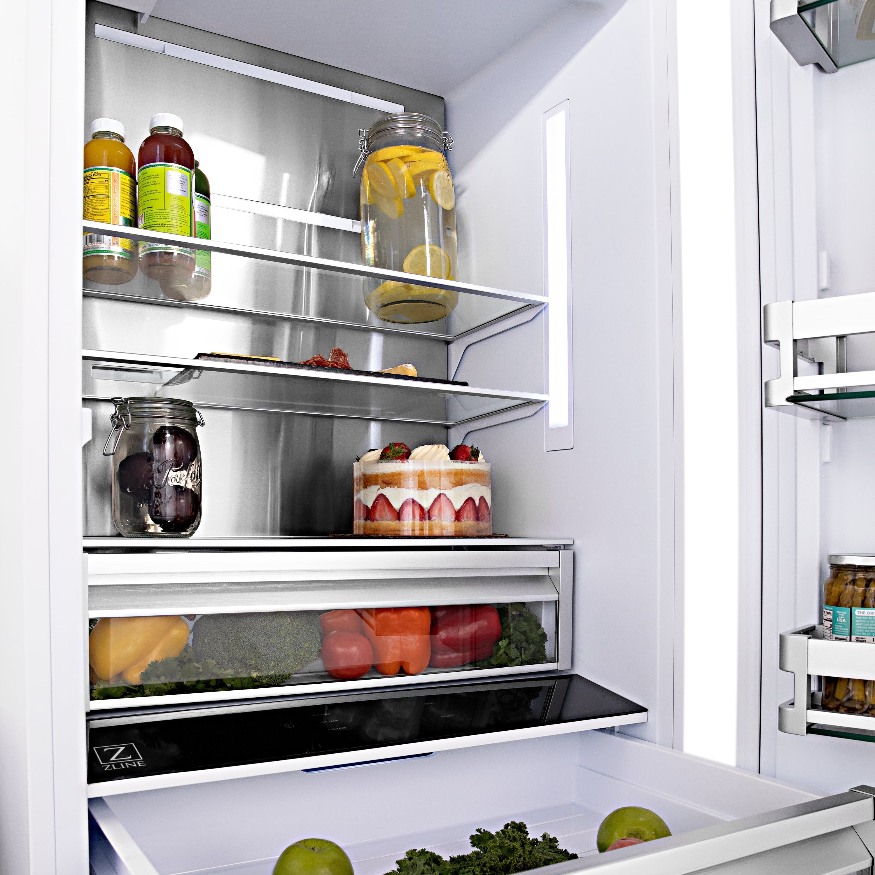 ZLINE 60 Inch Built-In Refrigerator with Internal Water & Ice Dispenser, Matte Black Accents (RBIVZ-304-60-MB)