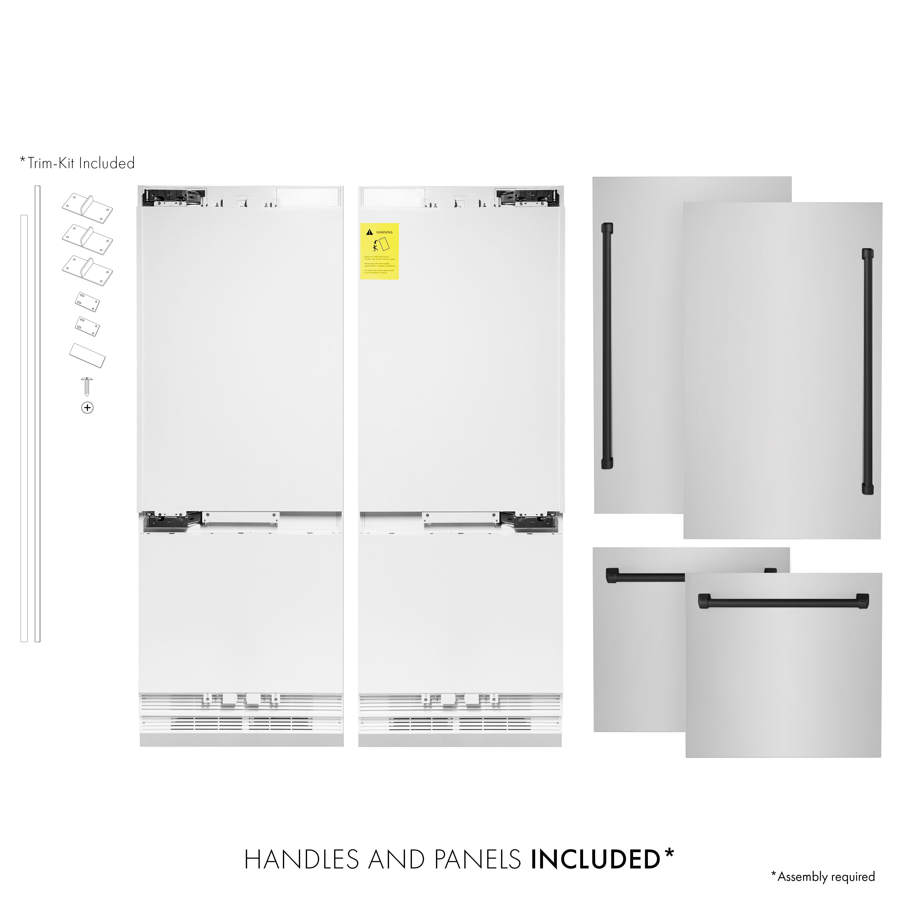 ZLINE 60 Inch Built-In Refrigerator with Internal Water & Ice Dispenser, Matte Black Accents (RBIVZ-304-60-MB)