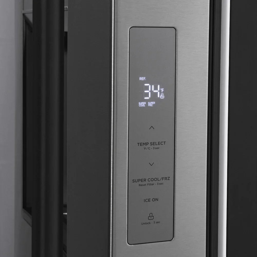 ZLINE 36" French Door Refrigerator 28.9 Cu. Ft. Standard-Depth Water Dispenser Dual Ice Maker Stainless Steel Matte Black Handles (RSMZ-W-36-MB)