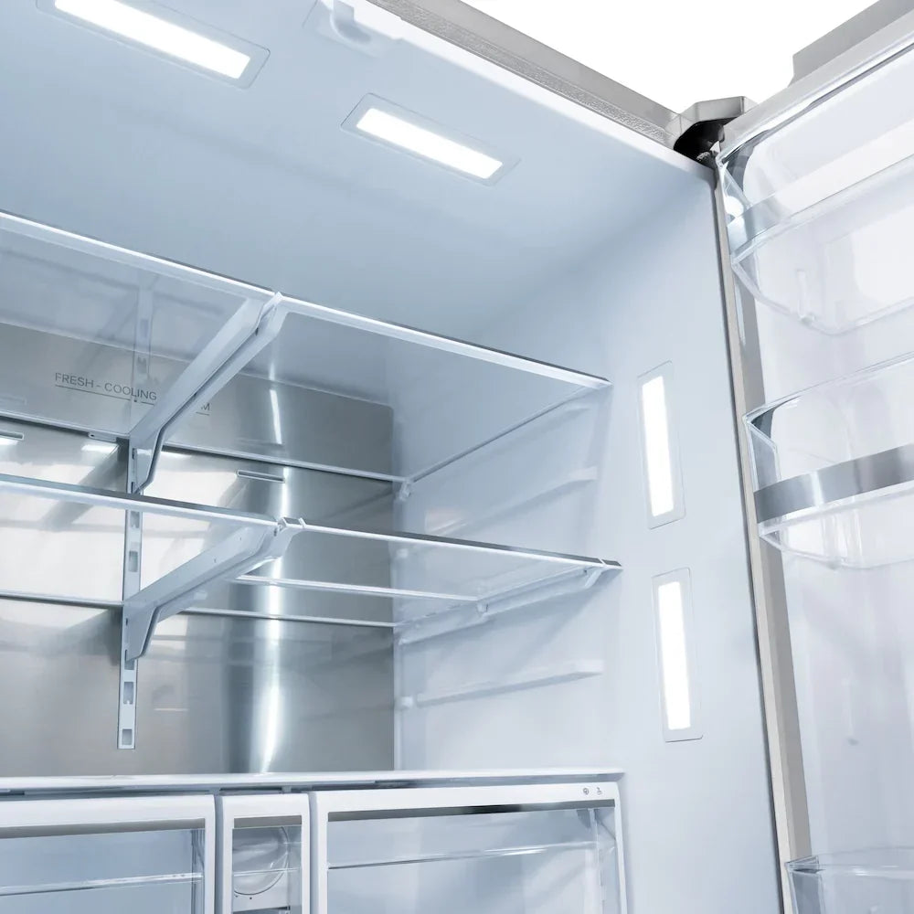 ZLINE 36" French Door Refrigerator 28.9 Cu. Ft. Standard-Depth Water Dispenser Dual Ice Maker Stainless Steel Matte Black Handles (RSMZ-W-36-MB)