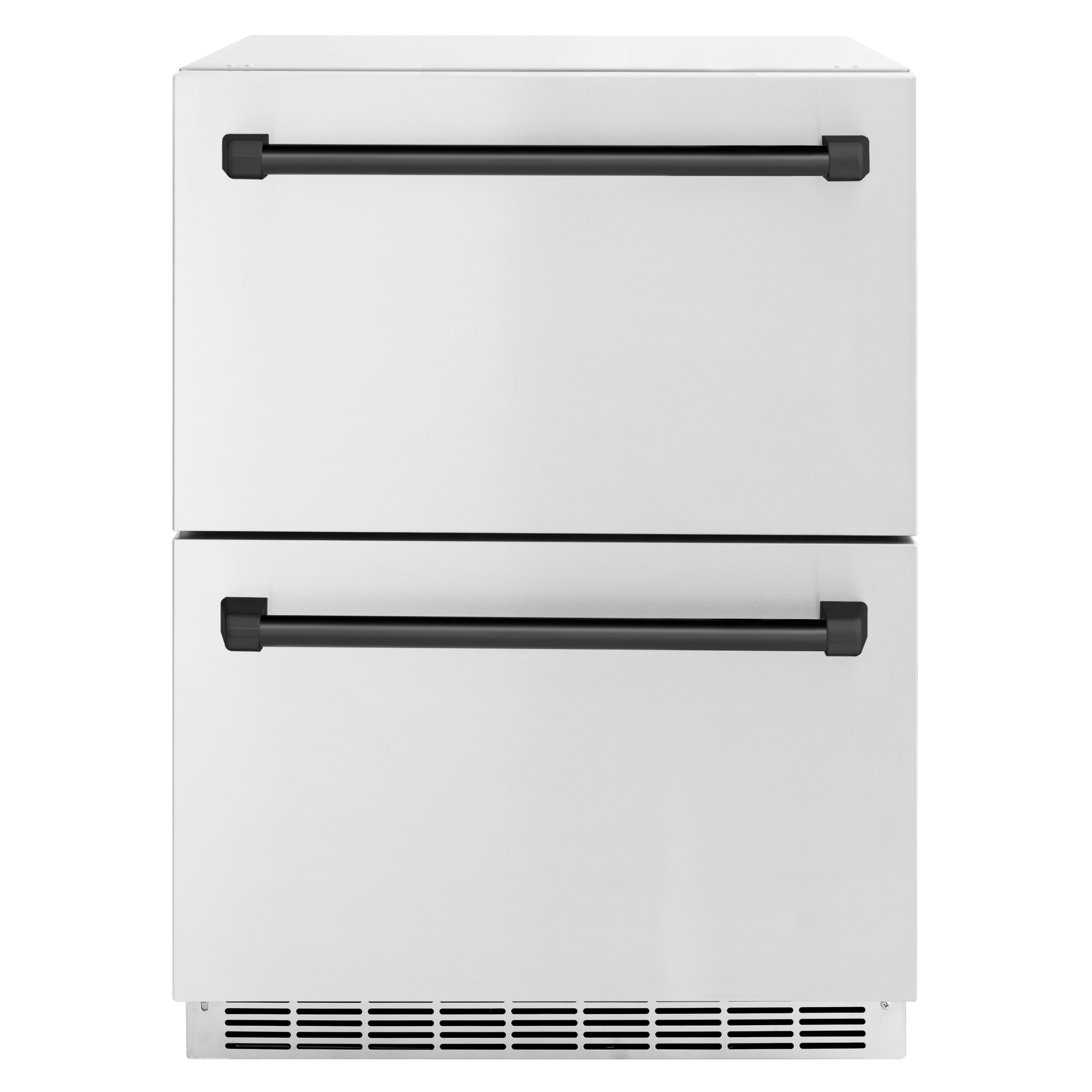 ZLINE 24 in. Refrigerator Drawer 4.6 cu. ft. 168 Can Capacity Outdoor-Rated Stainless Steel Matte Black Handles (RDSOZ-ST-24-MB)