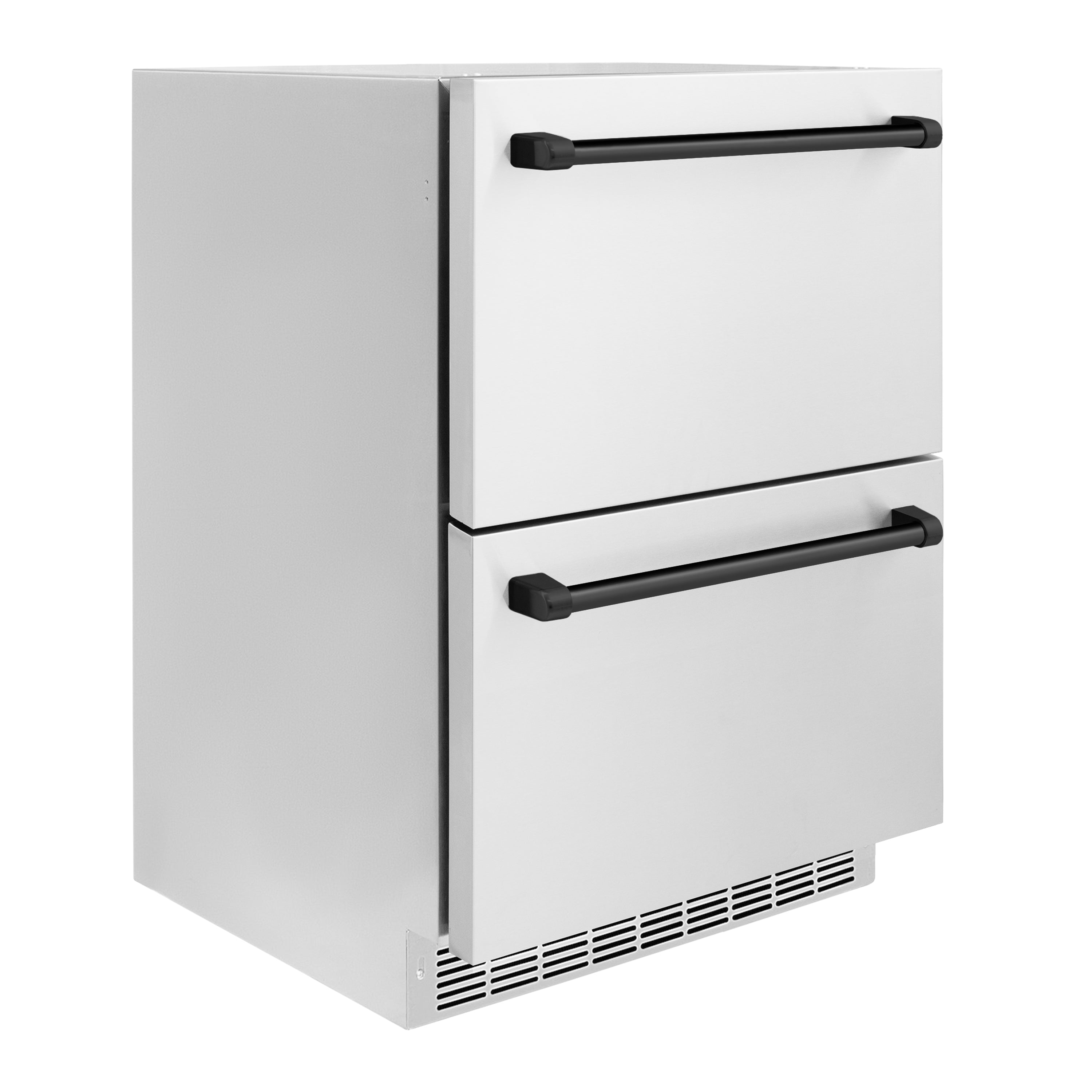 ZLINE 24 in. Refrigerator Drawer 4.6 cu. ft. 168 Can Capacity Outdoor-Rated Stainless Steel Matte Black Handles (RDSOZ-ST-24-MB)