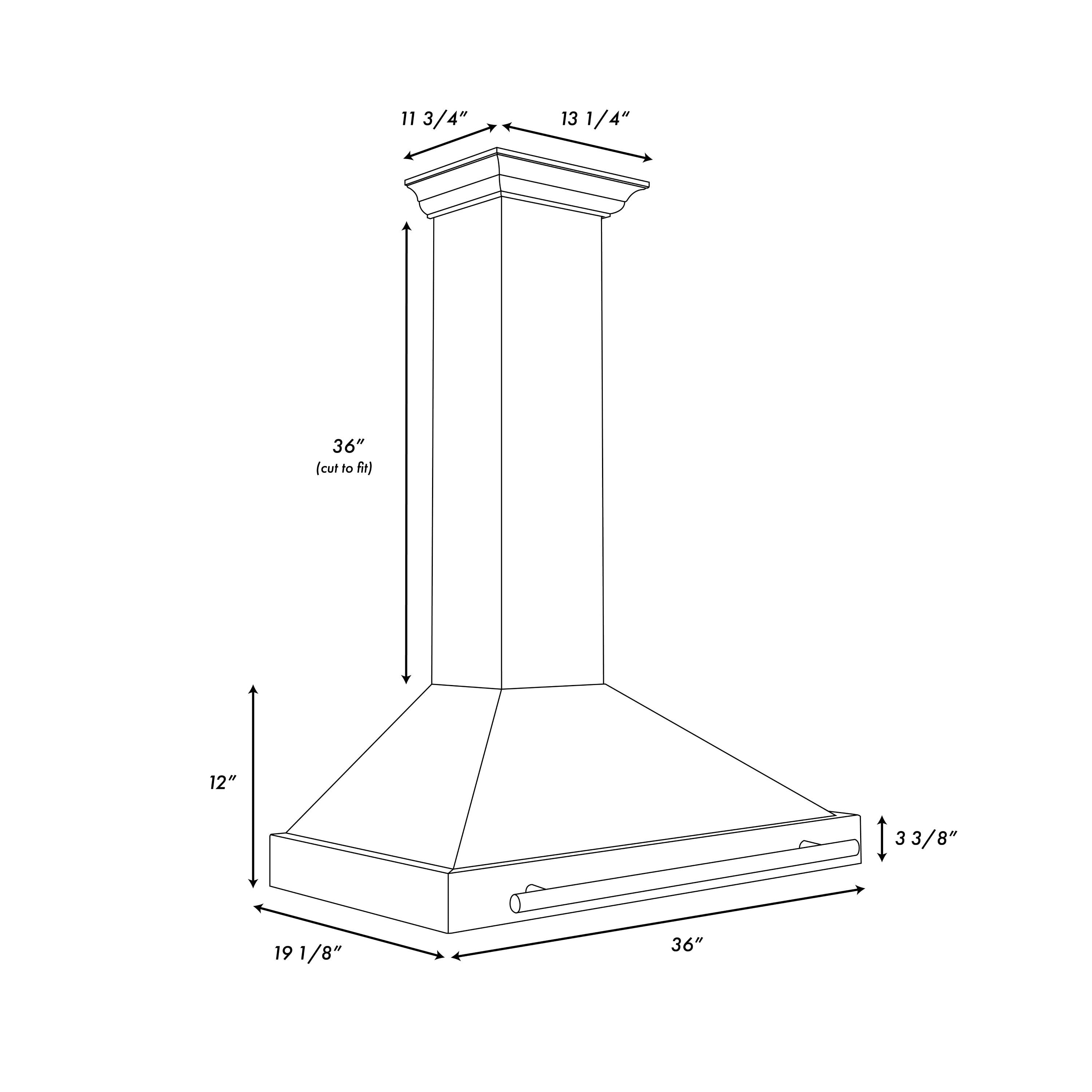 ZLINE 36 in. Wall Mount Range Hood 400 CFM Convertible Black Stainless Steel with Champagne Bronze Handle (BSKB4Z-36-CB)