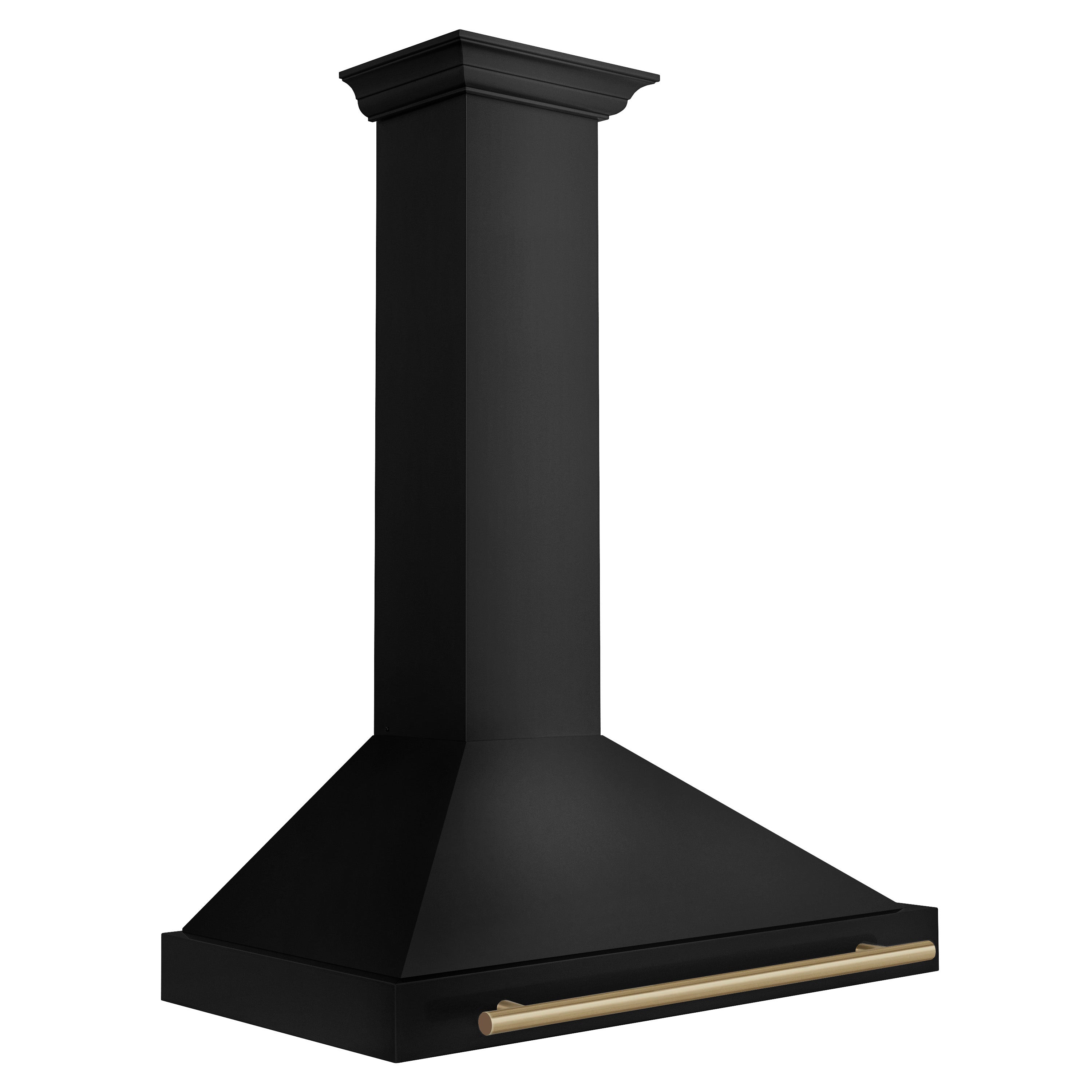 ZLINE 36 in. Wall Mount Range Hood 400 CFM Convertible Black Stainless Steel with Champagne Bronze Handle (BSKB4Z-36-CB)