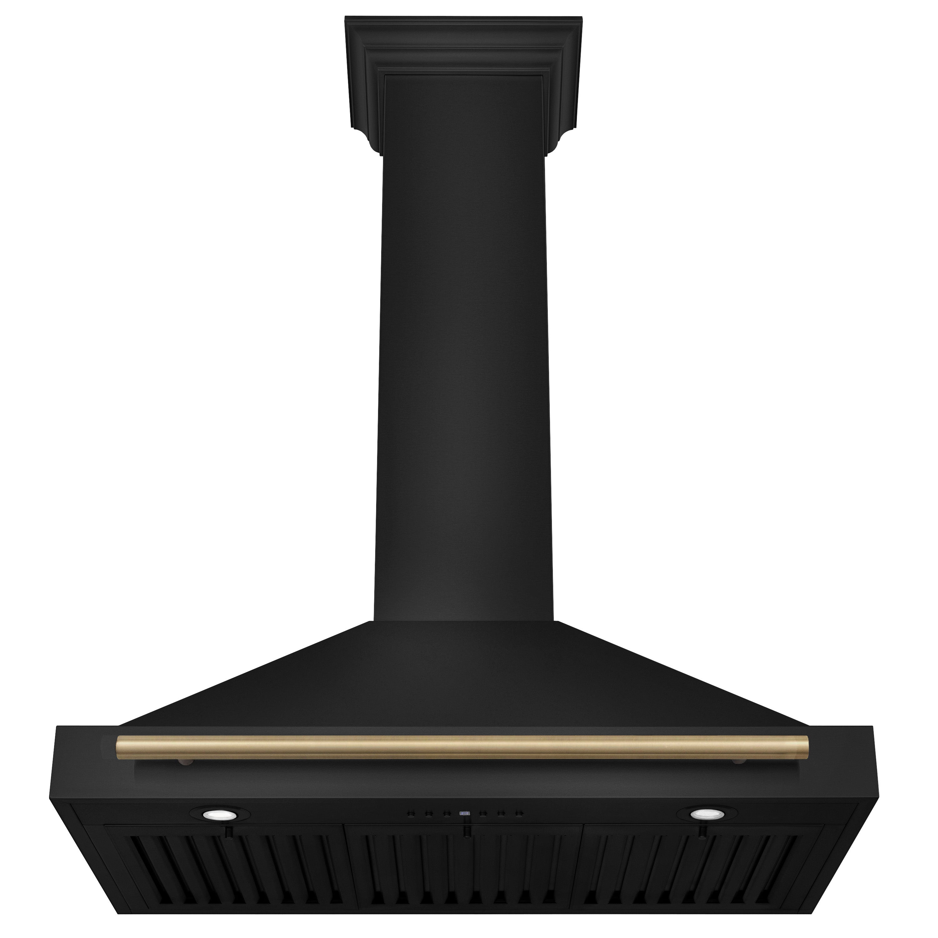 ZLINE 36 in. Wall Mount Range Hood 400 CFM Convertible Black Stainless Steel with Champagne Bronze Handle (BSKB4Z-36-CB)