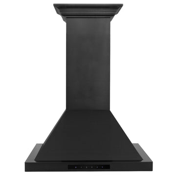 ZLINE 24 in. Wall Mount Range Hood – Convertible Vent, Black Stainless Steel, Crown Molding (BSKBNCRN-24)