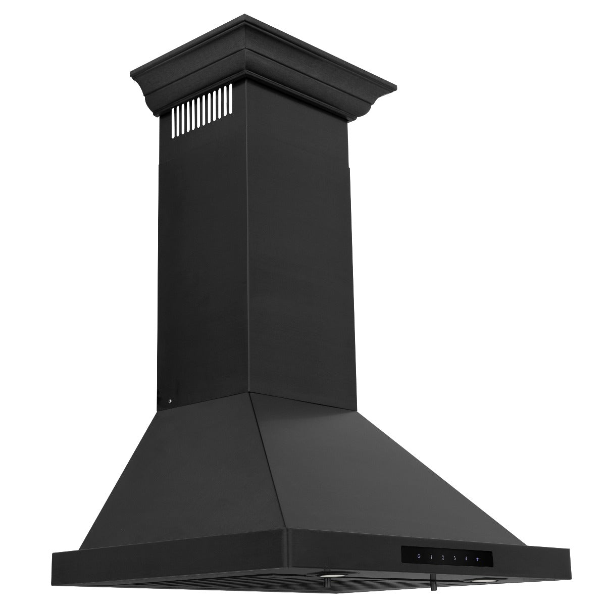 ZLINE 24 in. Wall Mount Range Hood – Convertible Vent, Black Stainless Steel, Crown Molding (BSKBNCRN-24)