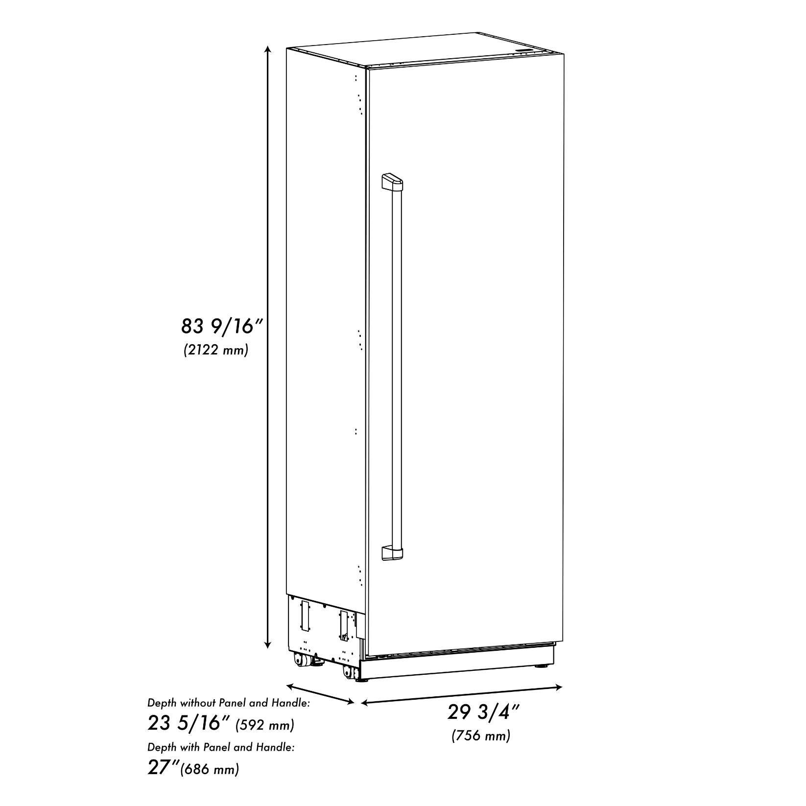ZLINE 30 in. Column Refrigerator 16.7 cu. ft. Black Stainless Steel with Graphite Gray Interior (RCRV-BS-30)