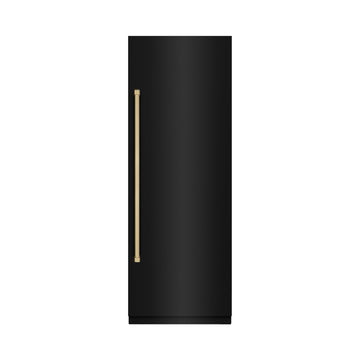 ZLINE 30 in. Column Refrigerator 16.7 cu. ft. Black Stainless Steel Graphite Gray Interior Champagne Bronze Accents (RCRVZ-BS-30-CB)