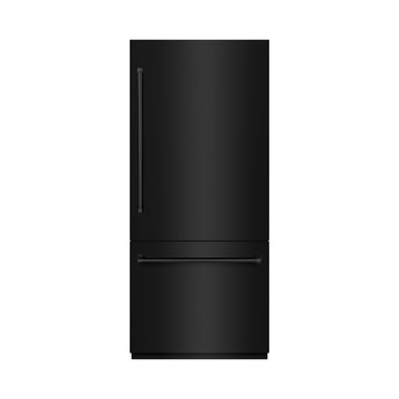 ZLINE 36 in. Built-In Bottom Freezer Refrigerator 19.8 Cu. Ft. Water Dispenser Ice Maker Black Stainless Steel Graphite Gray Interior (GRBIT-BS-36)