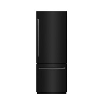 ZLINE 30 in. Built-In Bottom Freezer Refrigerator 16.1 cu. ft. with Water Dispenser, Ice Maker, Black Stainless Steel, Graphite Gray Interior (GRBIV-BS-30)