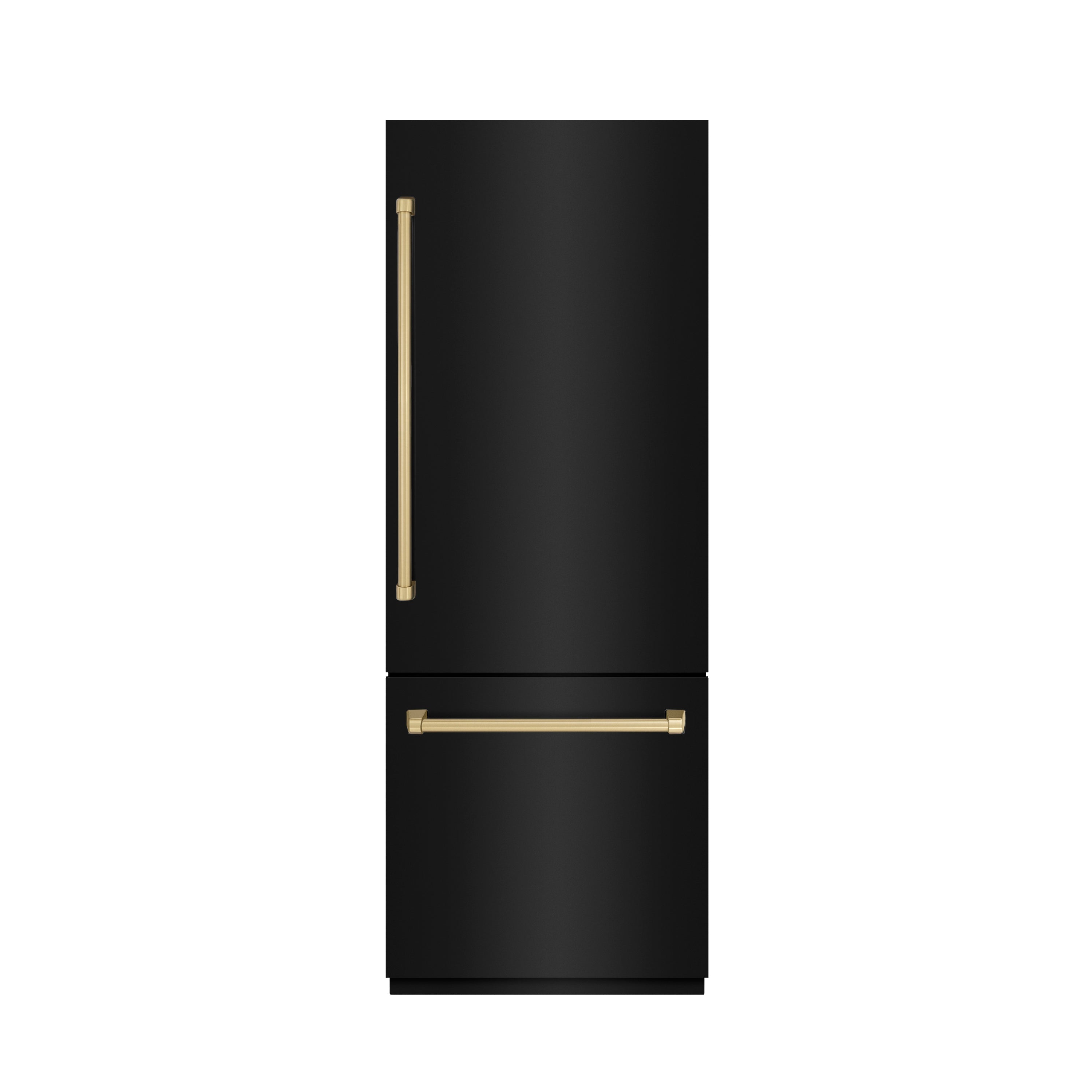 ZLINE 30 in. Built-In Bottom Freezer Refrigerator 16.1 Cu. Ft. Black Stainless Steel, Water Dispenser, Ice Maker, Champagne Bronze Accents (GRBIVZ-BS-30-CB)