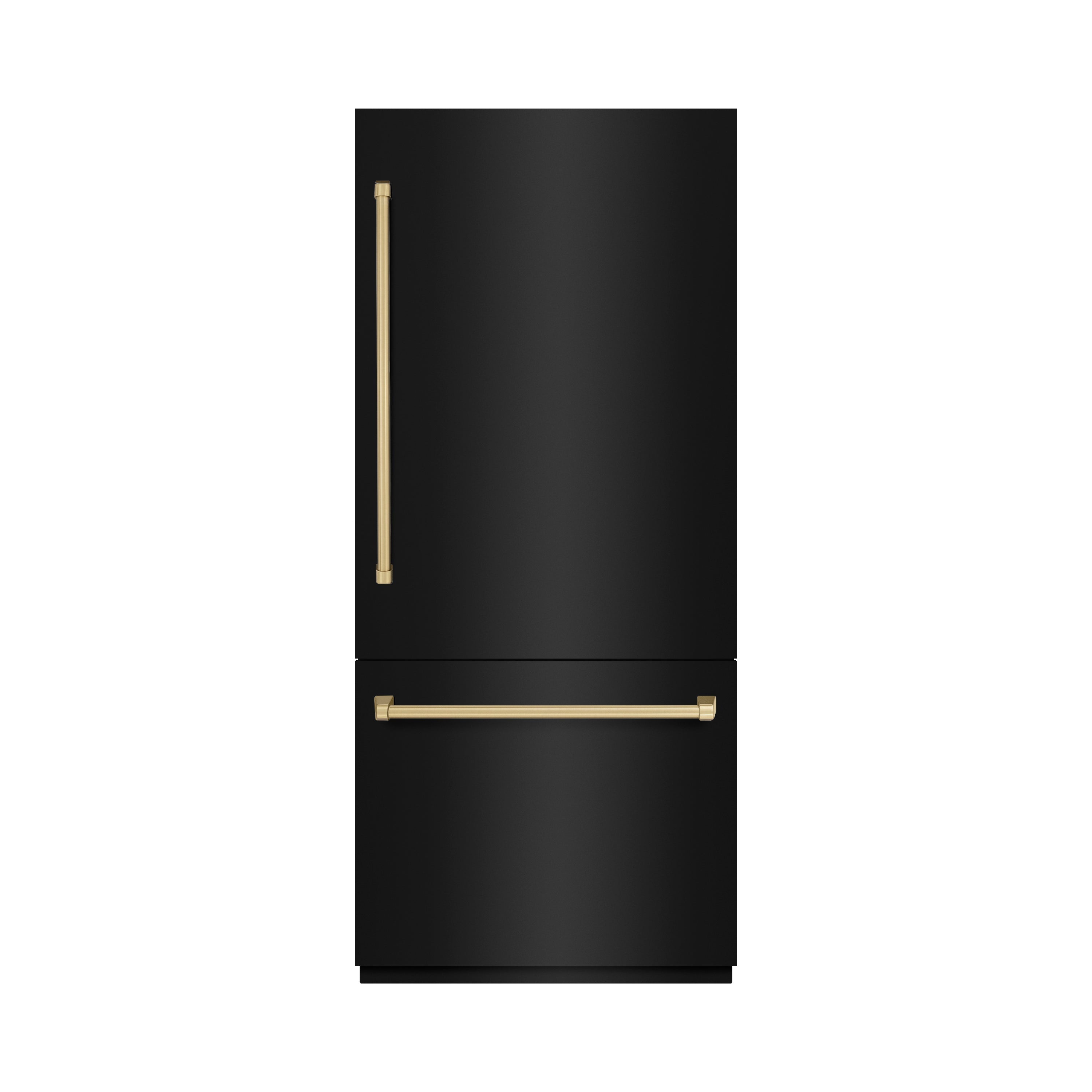 ZLINE 36 in. Built-In Bottom Freezer Refrigerator 19.8 cu. ft. Water Dispenser Ice Maker Champagne Bronze Accents Black Stainless Steel (RBITZ-BS-36-CB)