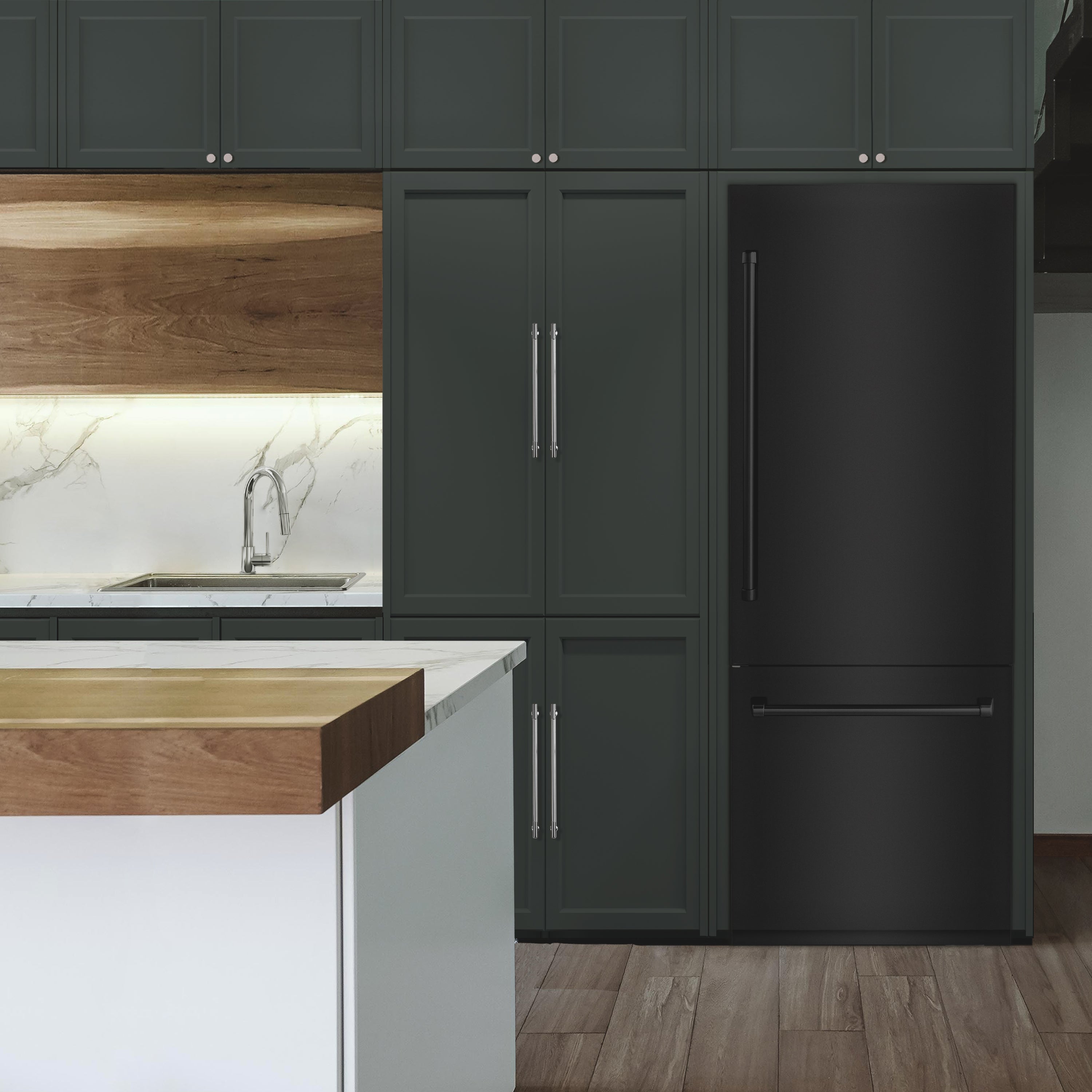 ZLINE 30 in. Built-In Refrigerator 16.1 cu. ft. Internal Water & Ice Dispenser Black Stainless Steel (RBIV-BS-30)