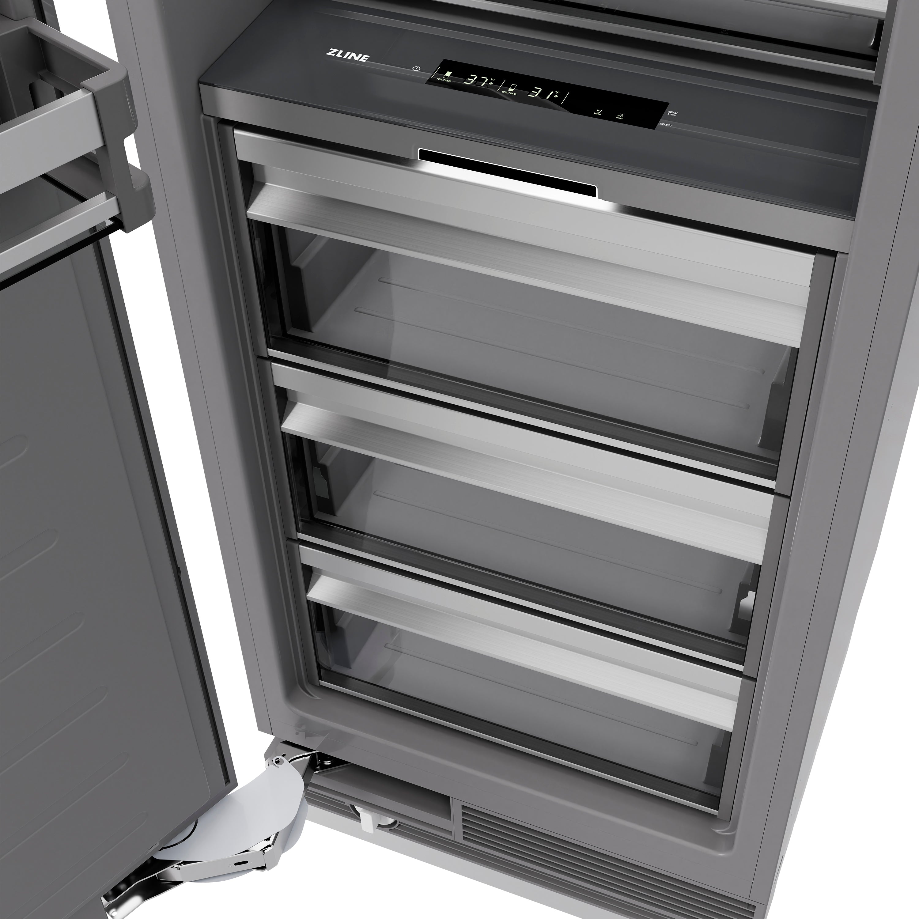 ZLINE 24 in. Column Refrigerator, 12.5 Cu. Ft., Satin Stainless Steel with Graphite Gray Interior (RCRV-SN-24)