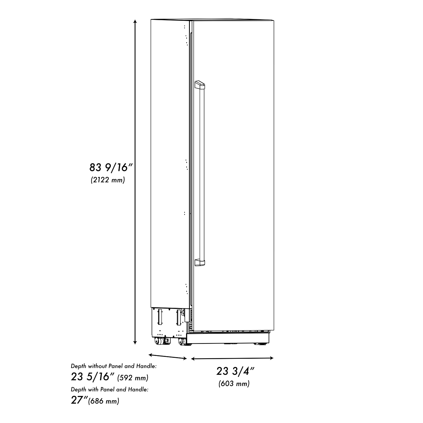ZLINE 24 in. Column Refrigerator, 12.5 Cu. Ft., Satin Stainless Steel with Graphite Gray Interior (RCRV-SN-24)