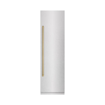 ZLINE 24 in. Column Refrigerator 12.5 cu. ft. Satin Stainless Steel, Graphite Gray Interior, Champagne Bronze Accents (RCRVZ-SN-24-CB)
