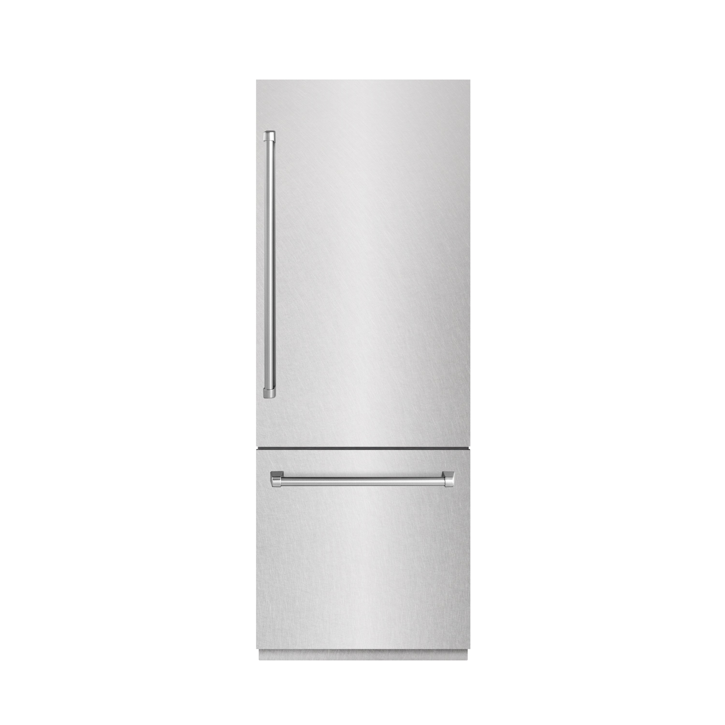 ZLINE 30 in. Built-In Bottom Freezer Refrigerator 16.1 cu. ft. with Water Dispenser, Ice Maker, Satin Stainless Steel, Graphite Gray Interior (GRBIV-SN-30)