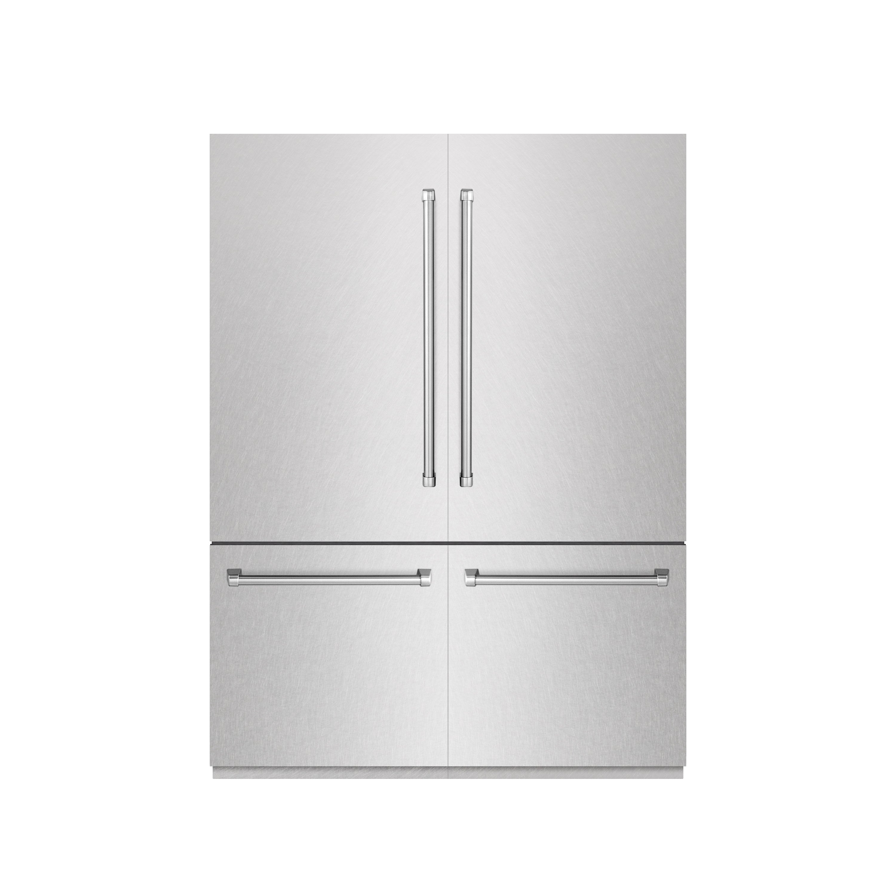 ZLINE 60 in. Built-In French Door Bottom Freezer Refrigerator 32.2 Cu. Ft. with Water Dispensers, Ice Makers, Satin Stainless Steel, Graphite Gray Interior (GRBIV-SN-60)
