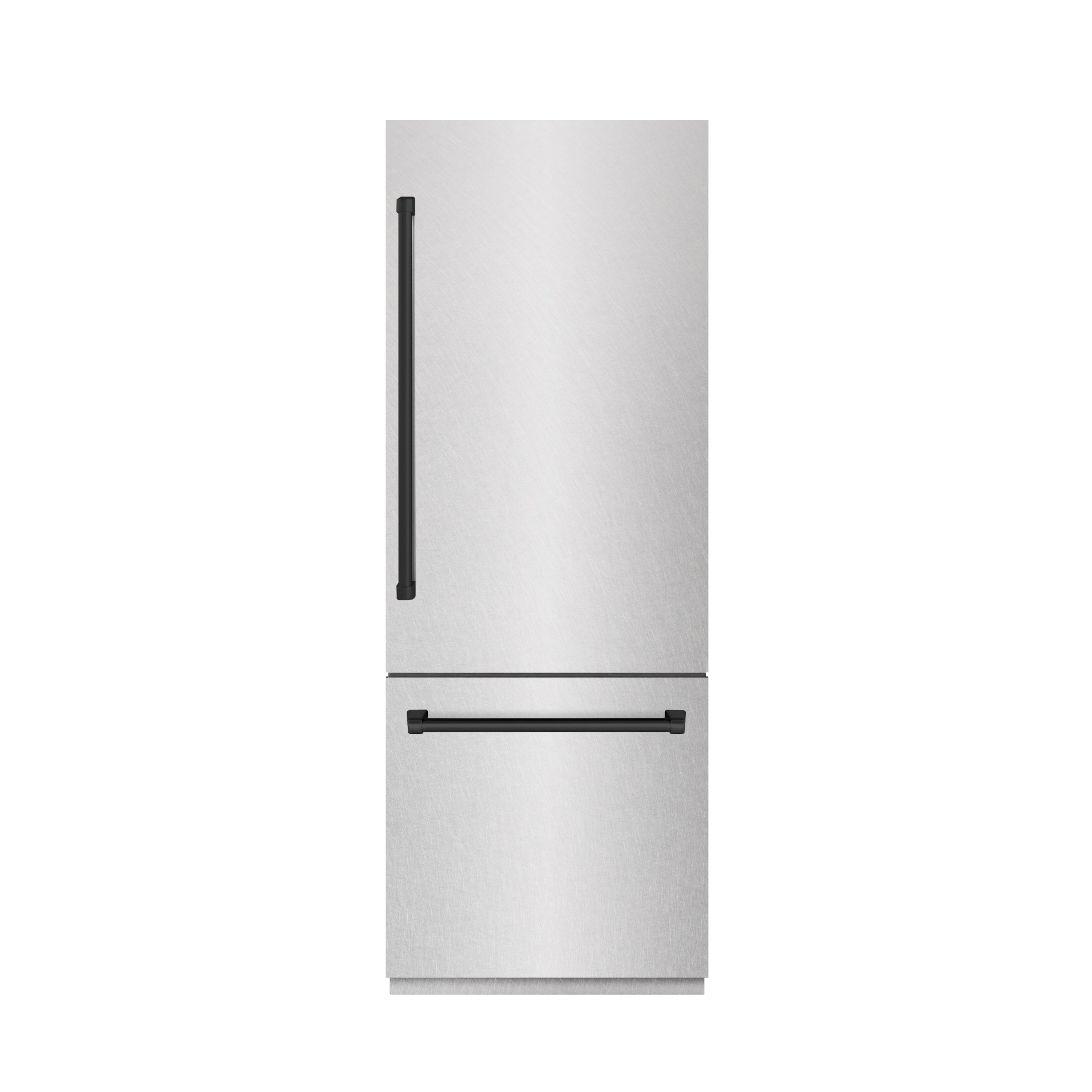 ZLINE 30 in. Built-In Bottom Freezer Refrigerator 16.1 cu. ft. Water Dispenser Ice Maker Satin Stainless Steel Matte Black Accents (GRBIVZ-SN-30-MB)