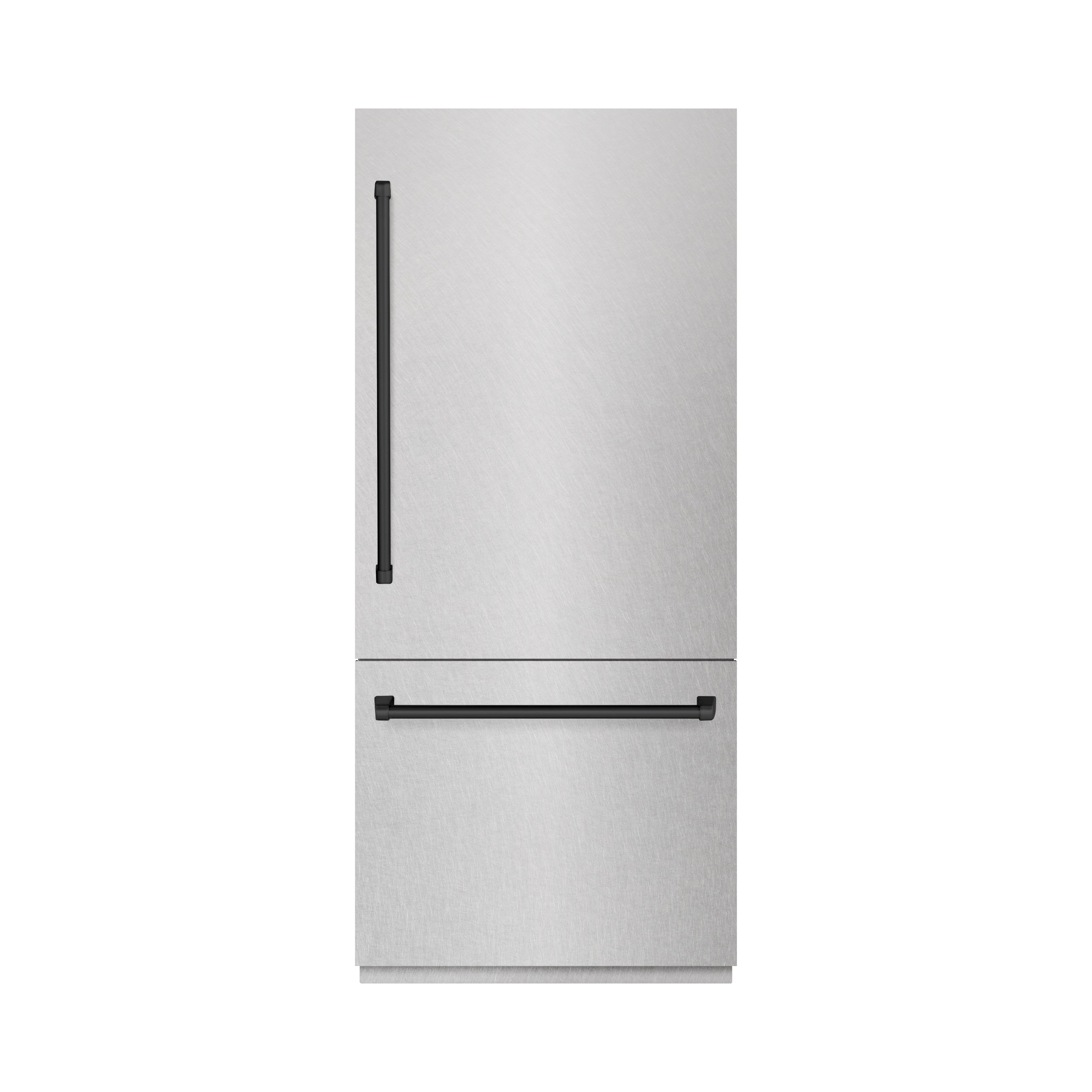 ZLINE 36 in. Built-In Bottom Freezer Refrigerator, 19.8 Cu. Ft., Water Dispenser, Ice Maker, Satin Stainless Steel with Matte Black Accents (RBITZ-SN-36-MB)