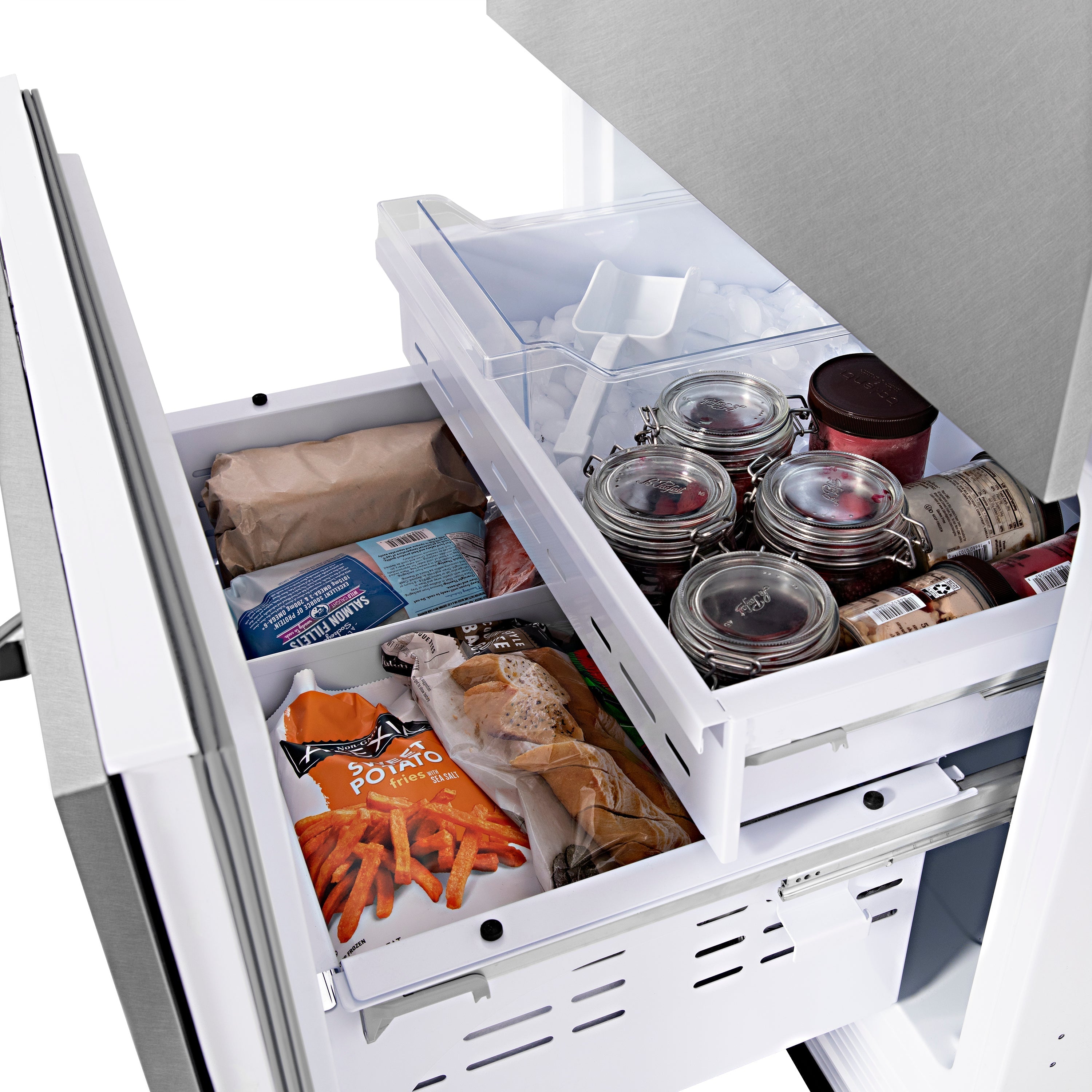 ZLINE 30 in Built-In Bottom Freezer Refrigerator 16.1 cu. ft. Water Dispenser Ice Maker Satin Stainless Steel (RBIV-SN-30)
