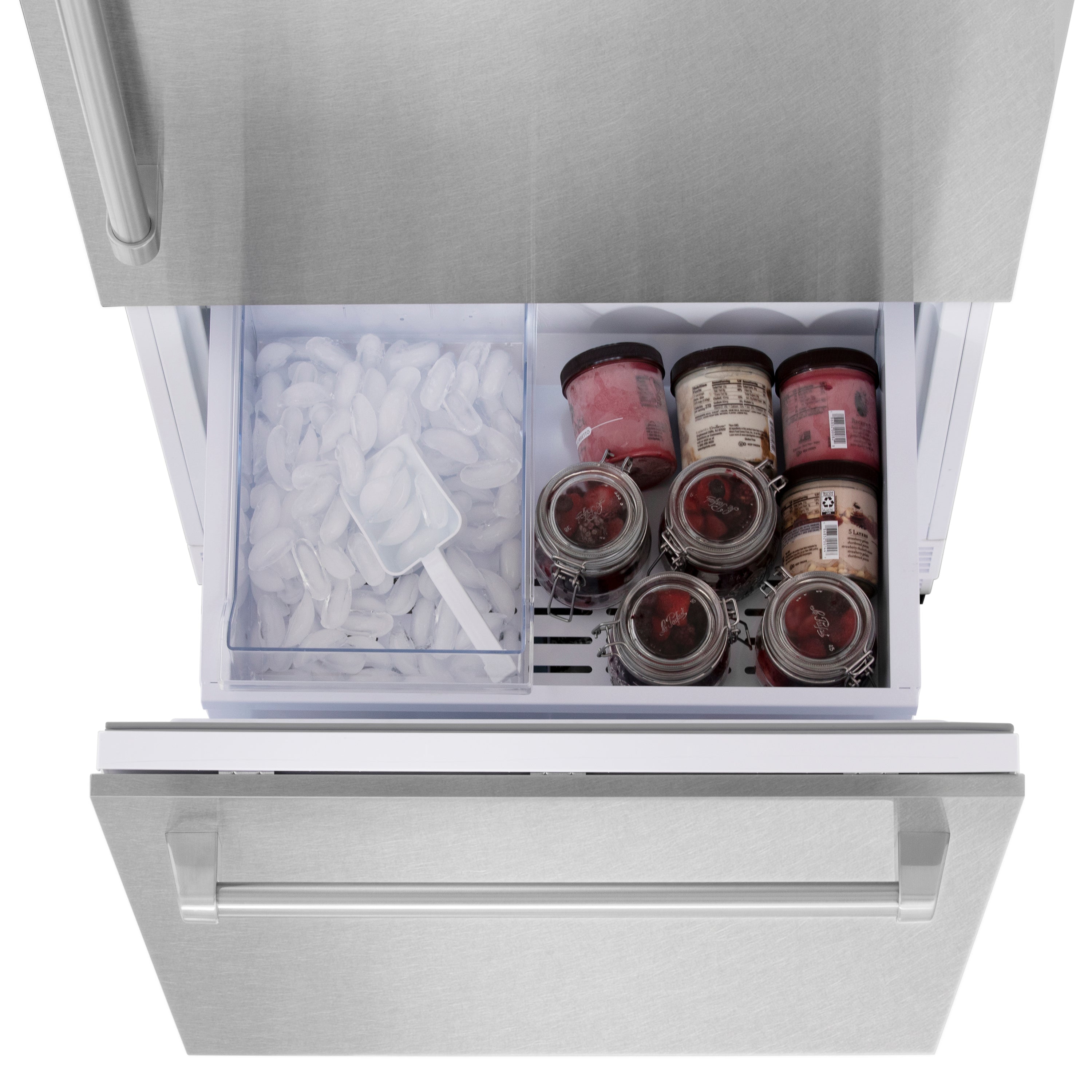 ZLINE 30 in Built-In Bottom Freezer Refrigerator 16.1 cu. ft. Water Dispenser Ice Maker Satin Stainless Steel (RBIV-SN-30)
