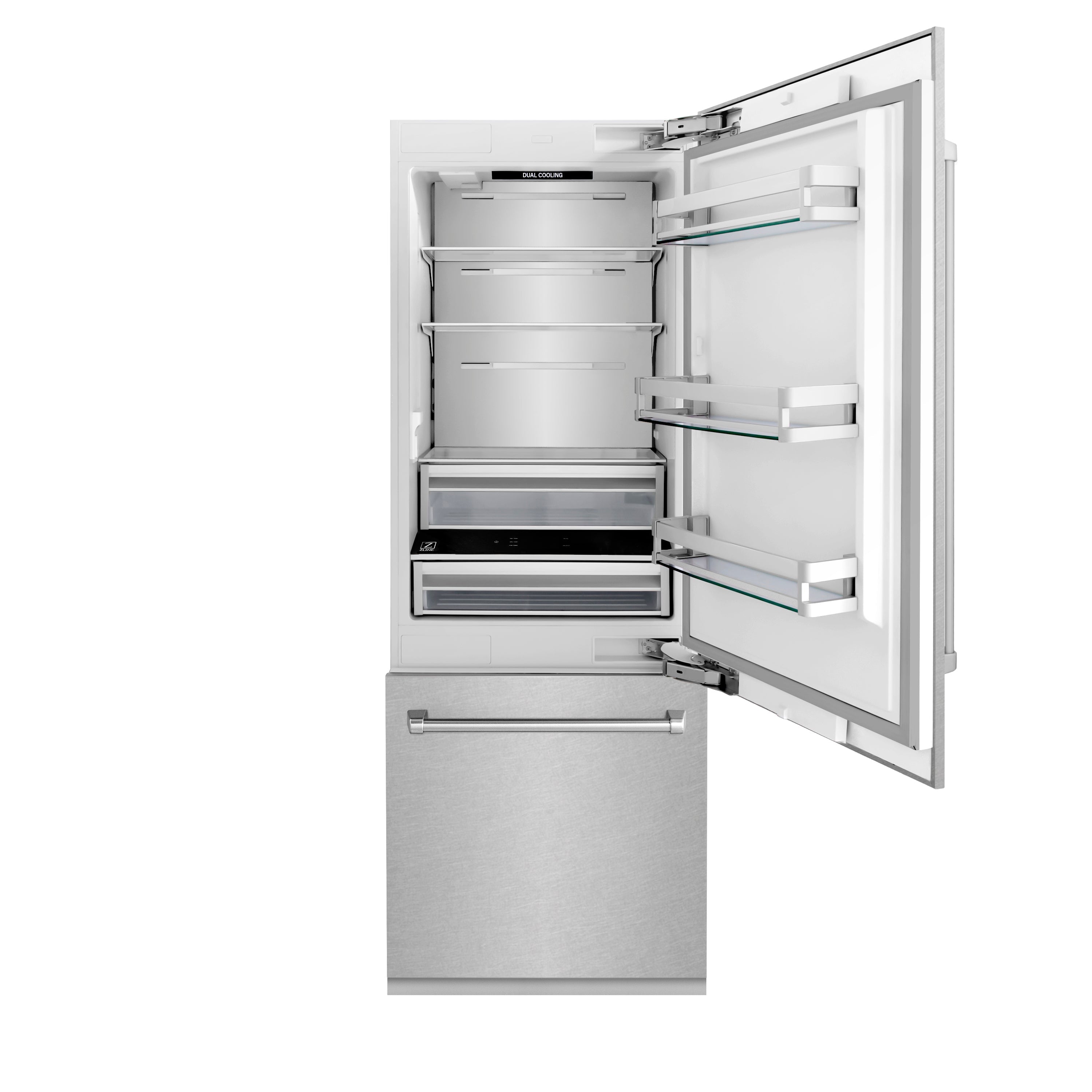 ZLINE 30 in Built-In Bottom Freezer Refrigerator 16.1 cu. ft. Water Dispenser Ice Maker Satin Stainless Steel (RBIV-SN-30)