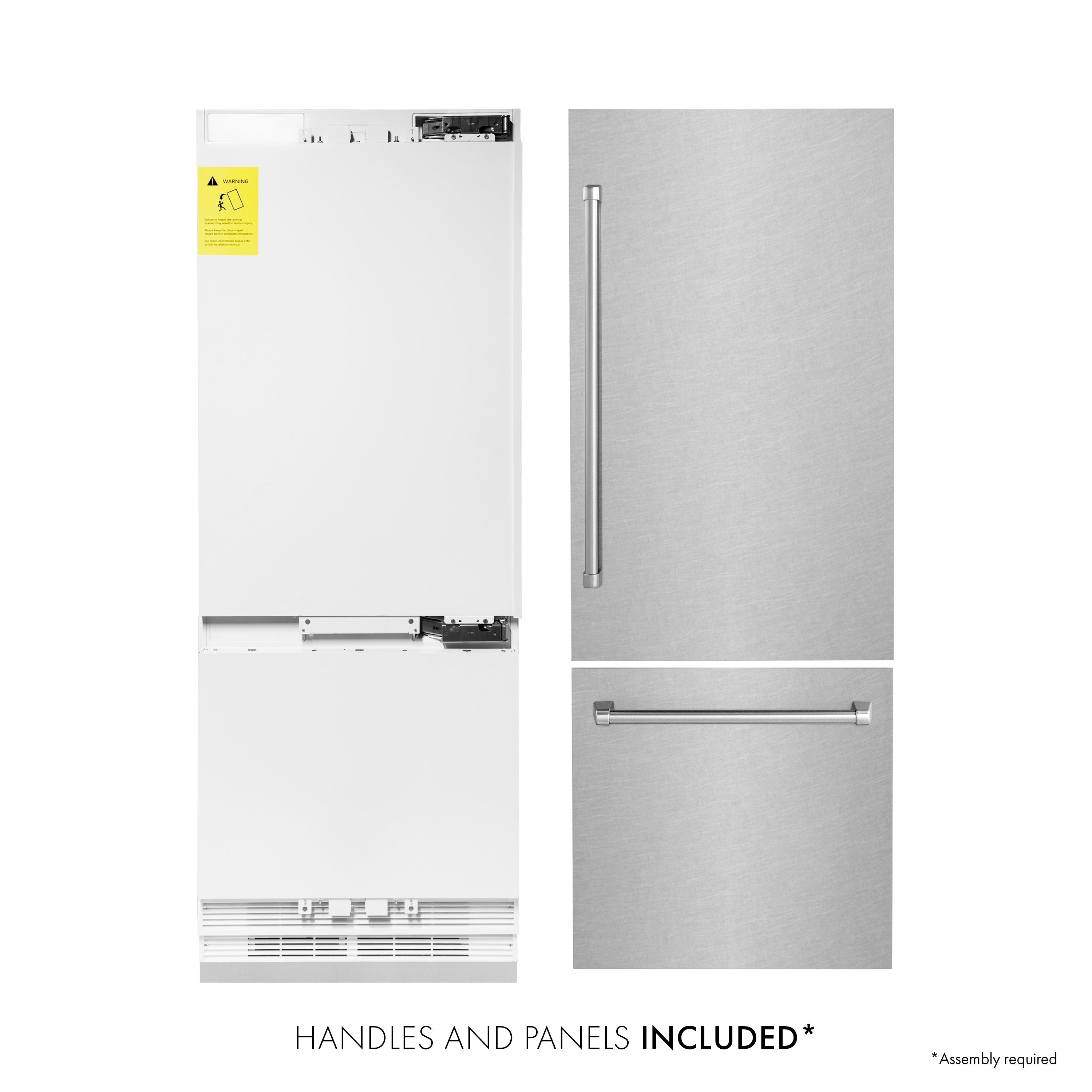 ZLINE 30 in Built-In Bottom Freezer Refrigerator 16.1 cu. ft. Water Dispenser Ice Maker Satin Stainless Steel (RBIV-SN-30)