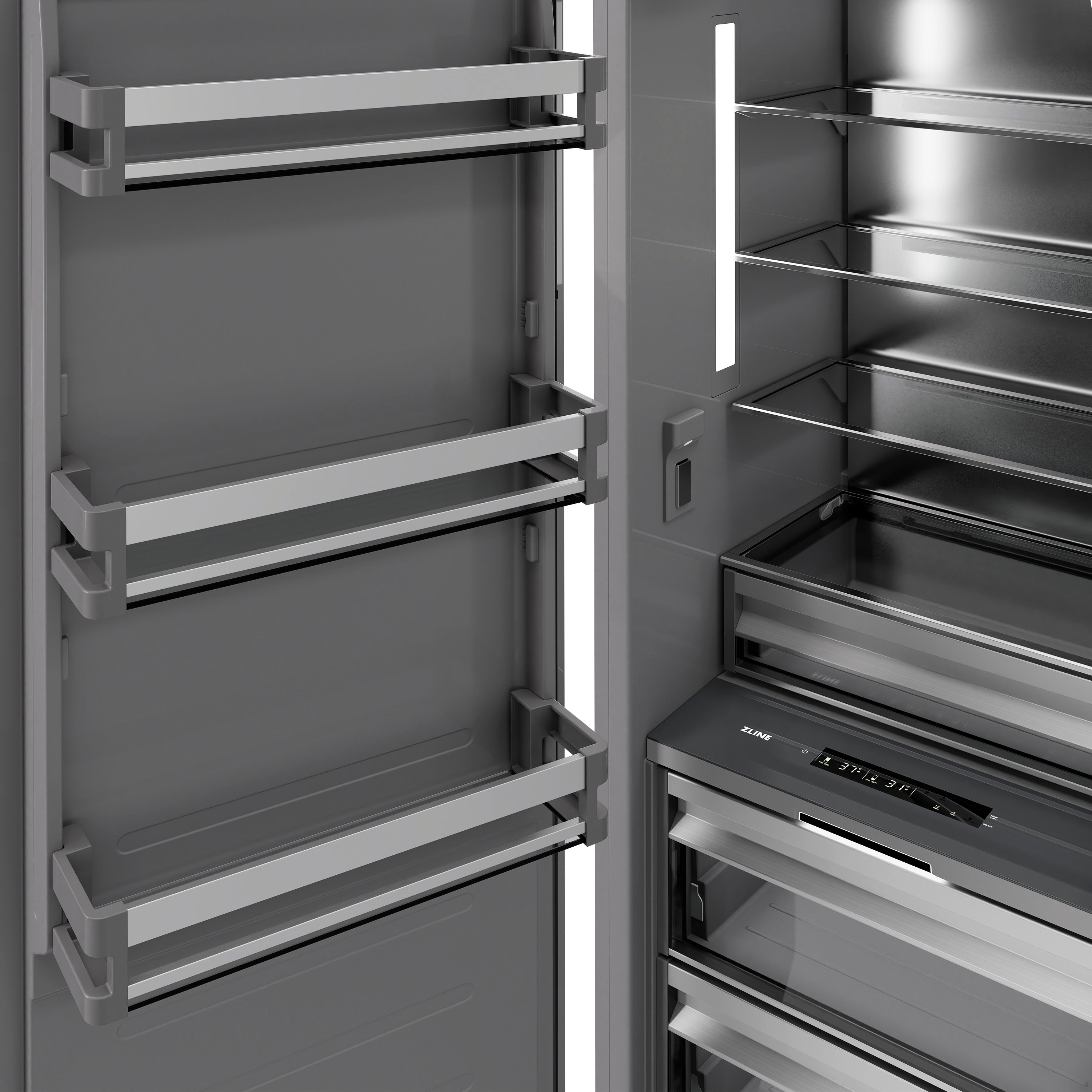 ZLINE 24 in. Column Refrigerator, Panel Ready, 12.5 Cu. Ft., Graphite Gray Interior (RBCRV-24)
