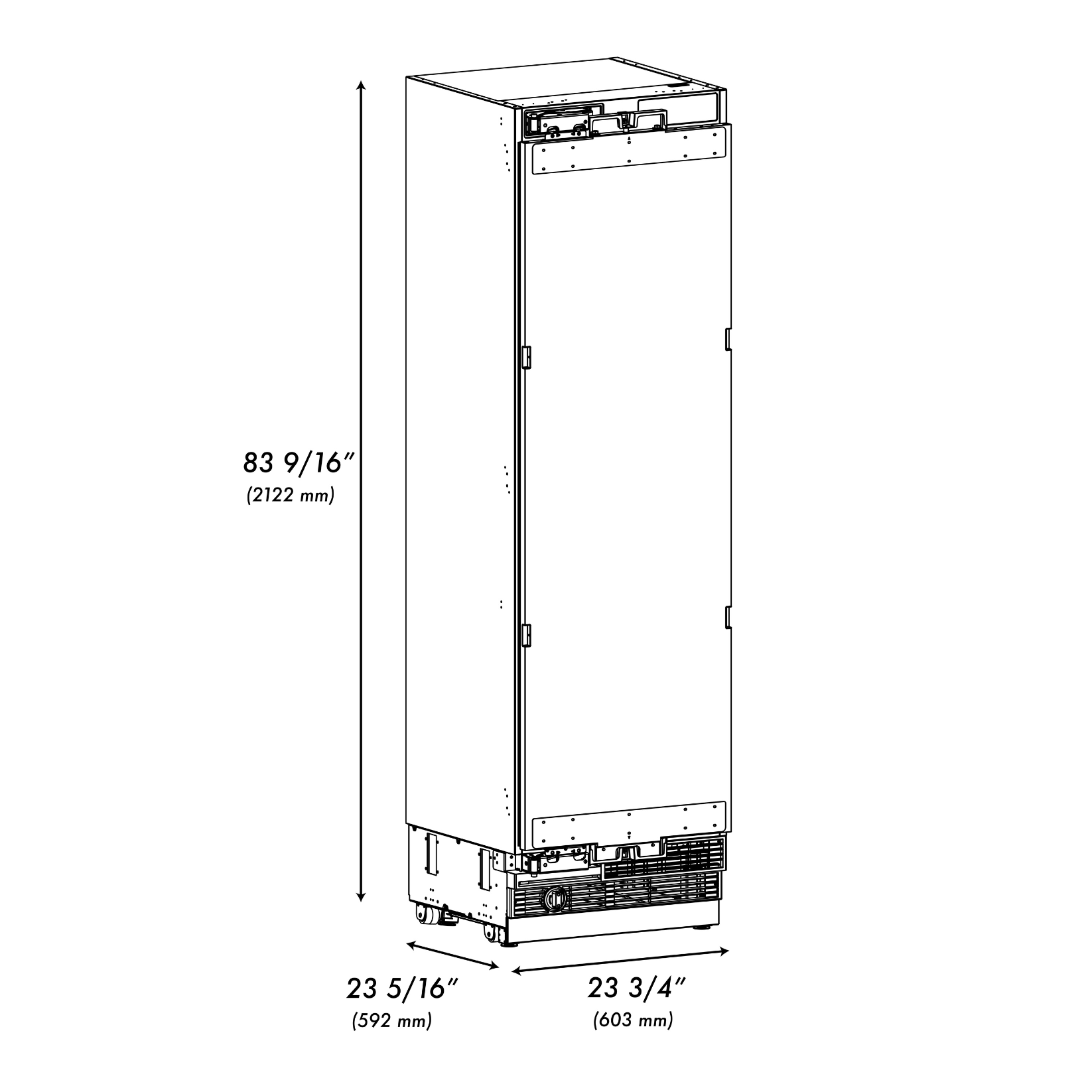 ZLINE 24 in. Column Refrigerator 12.5 cu. ft. Panel Ready Graphite Gray Interior Matte Black Accents (RBCRVZ-24-MB)