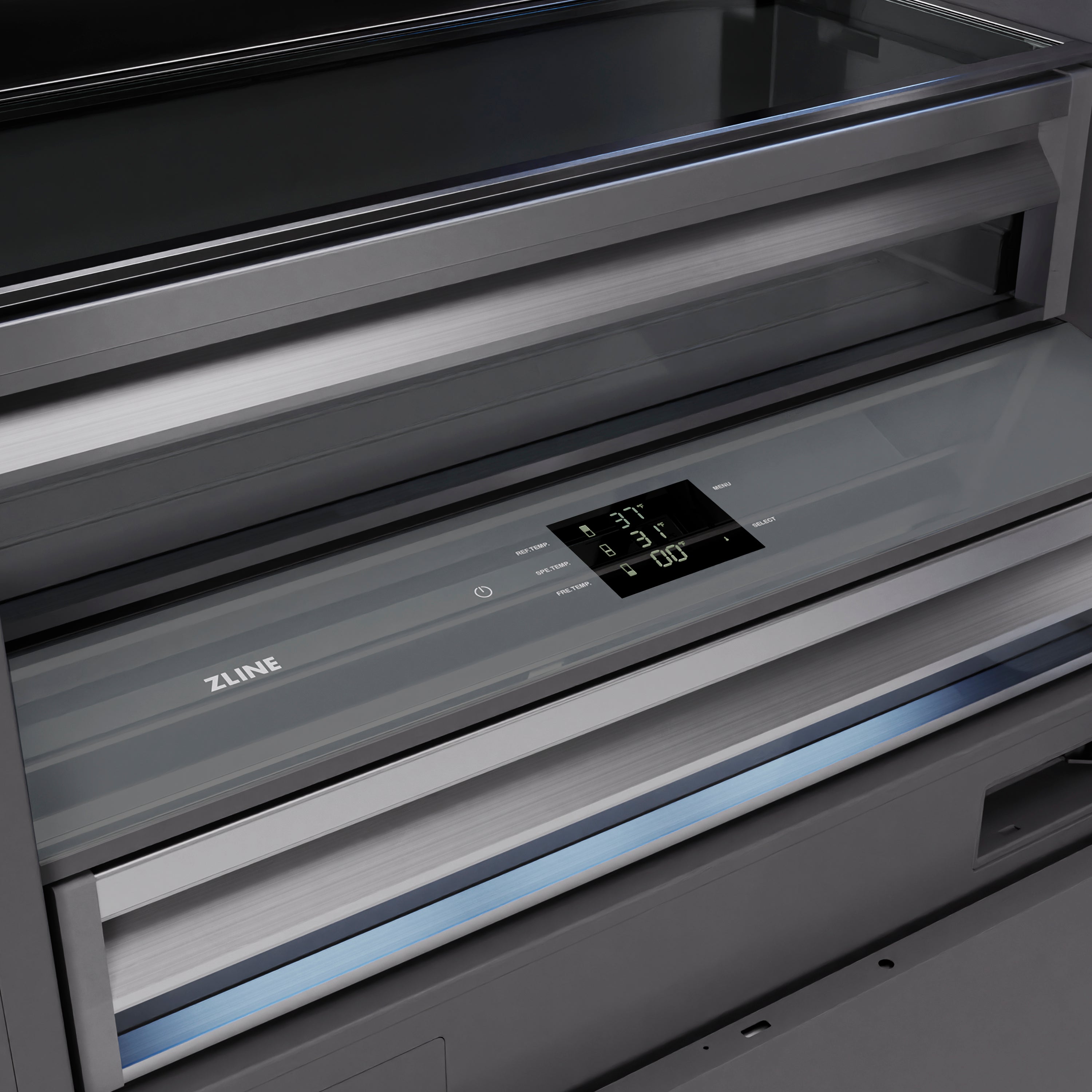 ZLINE 72 in. Panel Ready French Door Built-In Bottom Freezer Refrigerator 39.6 cu. ft. with Water Dispensers, Ice Makers, Graphite Gray Interior (GRBIT-72)