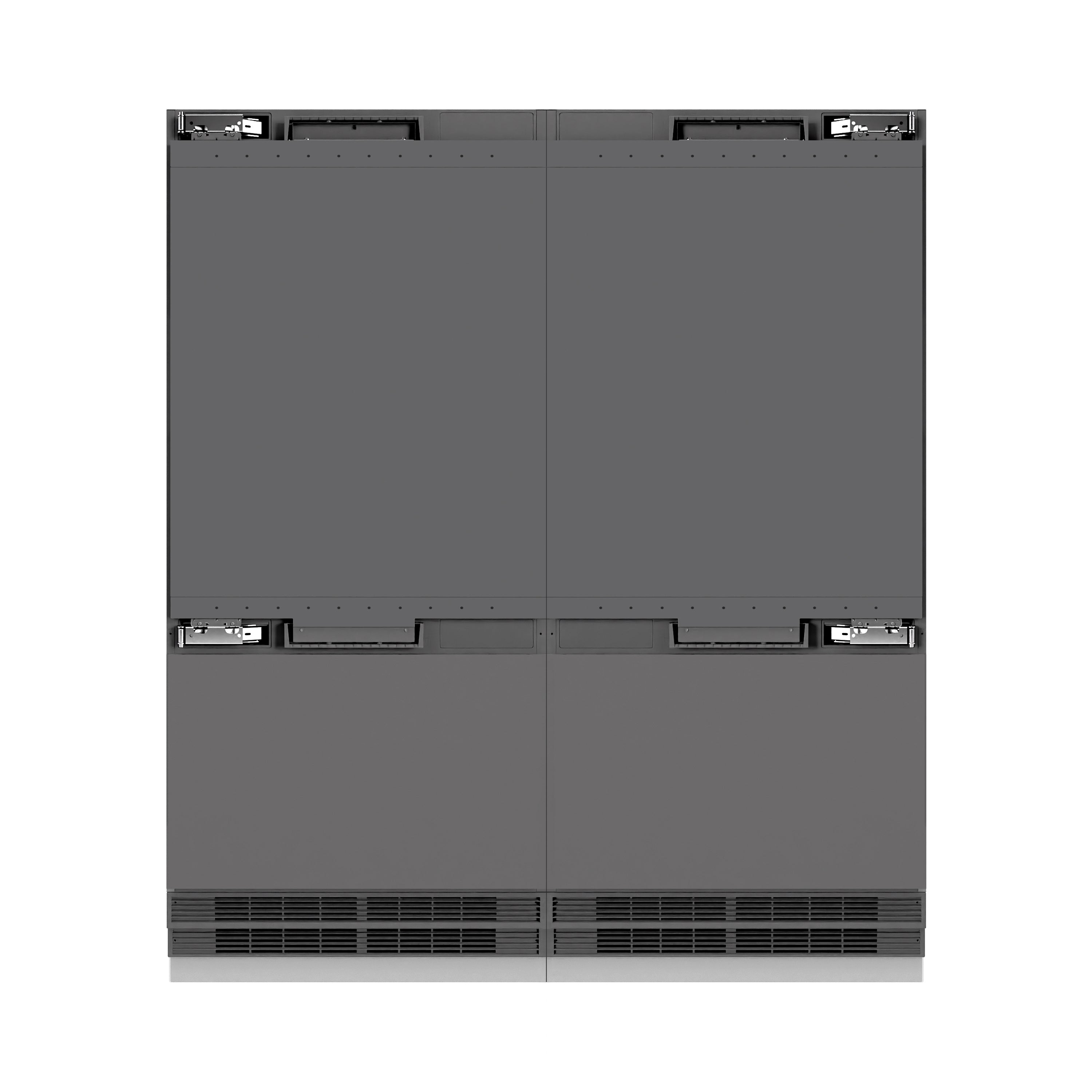 ZLINE 72 in. Panel Ready French Door Built-In Bottom Freezer Refrigerator 39.6 cu. ft. with Water Dispensers, Ice Makers, Graphite Gray Interior (GRBIT-72)