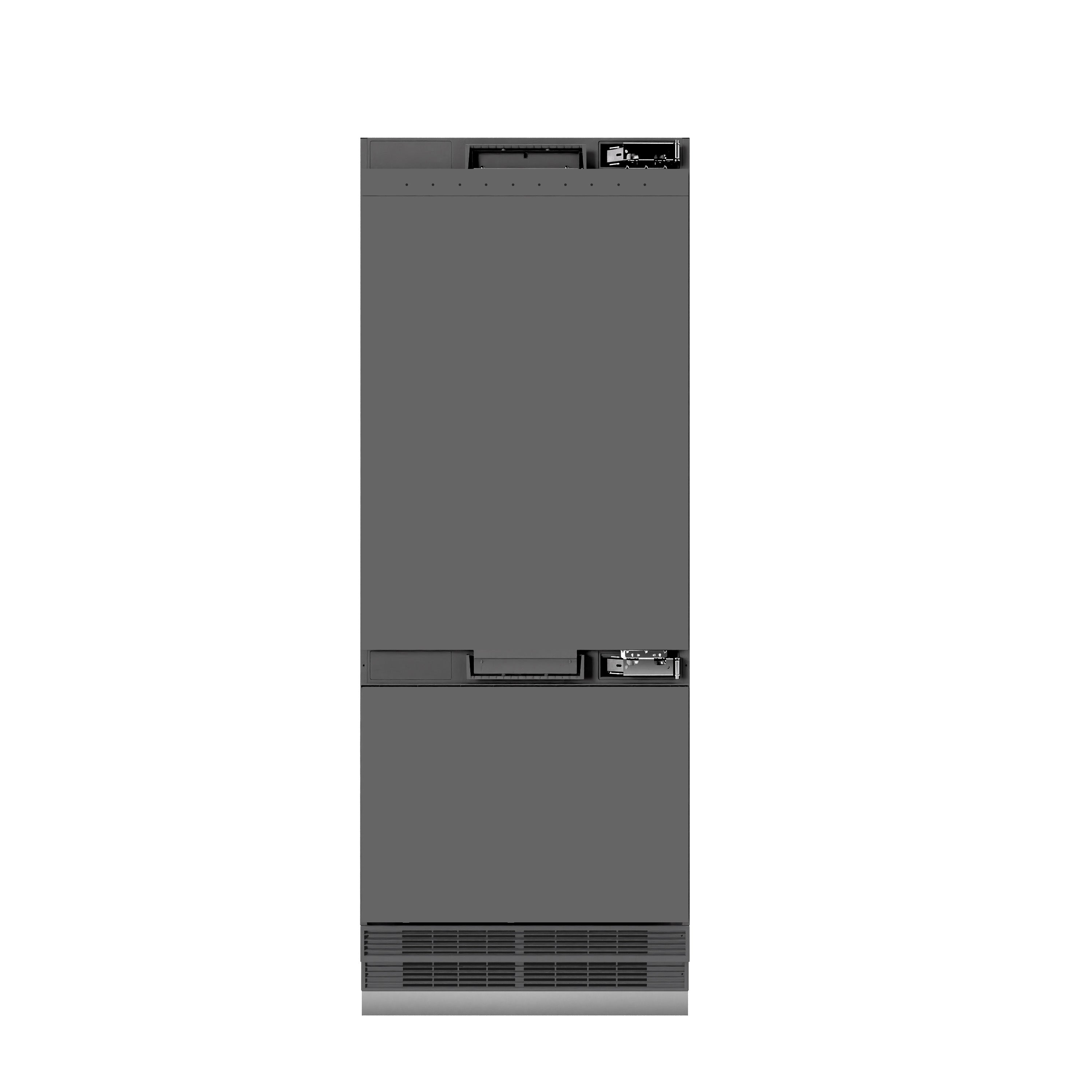 ZLINE 30 in Panel Ready Built-In Bottom Freezer Refrigerator 16.1 cu. ft. Water Dispenser Ice Maker Graphite Gray Interior (GRBIV-30)