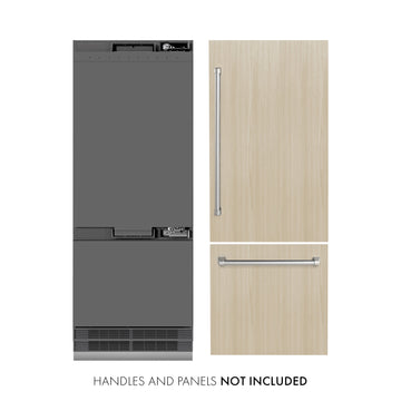 ZLINE 30 in Panel Ready Built-In Bottom Freezer Refrigerator 16.1 cu. ft. Water Dispenser Ice Maker Graphite Gray Interior (GRBIV-30)