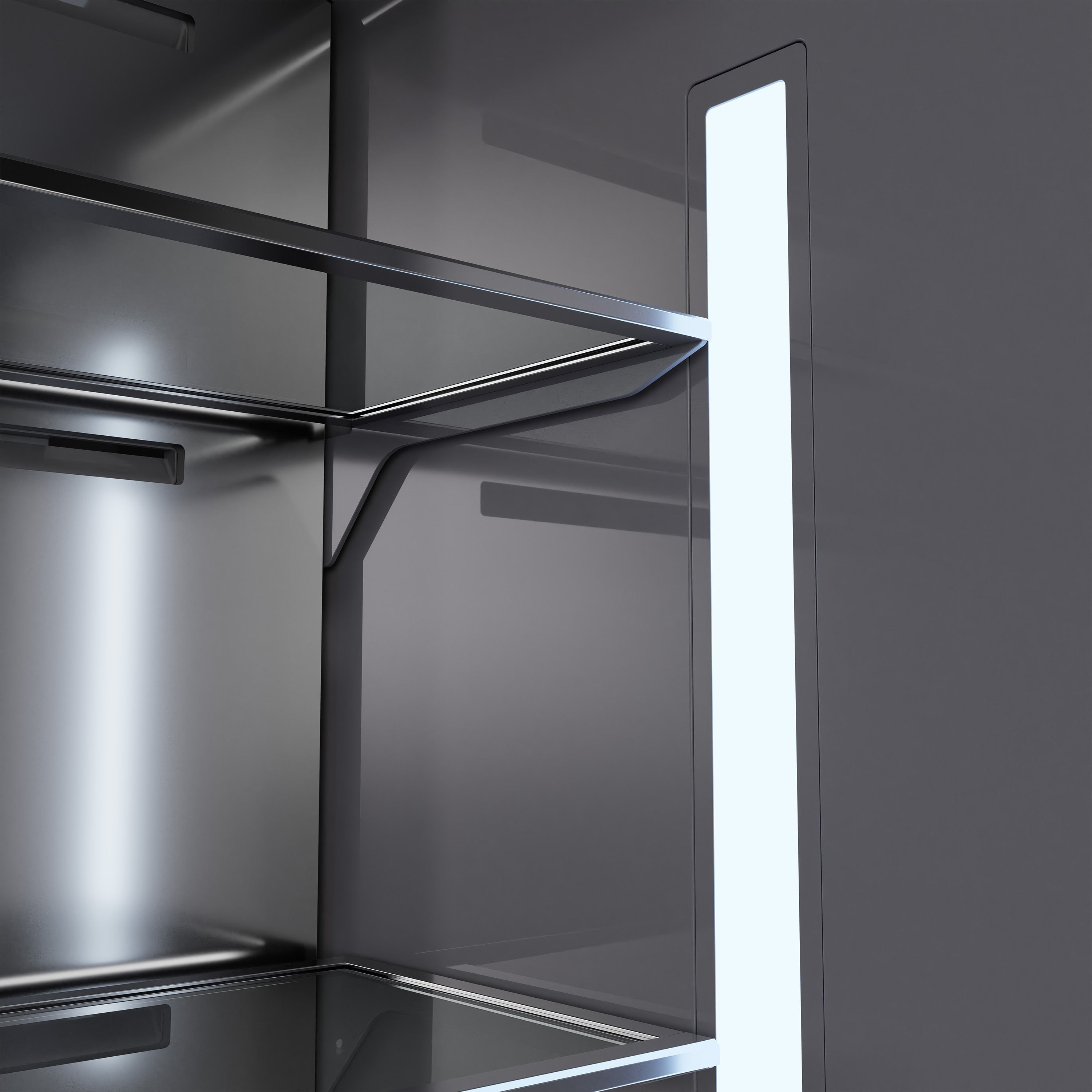 ZLINE 60 in. French Door Built-In Bottom Freezer Refrigerator 32.2 Cu. Ft. Panel Ready Water Dispenser Ice Maker Graphite Gray Interior Champagne Bronze Accents (GRBIVZ-60-CB)