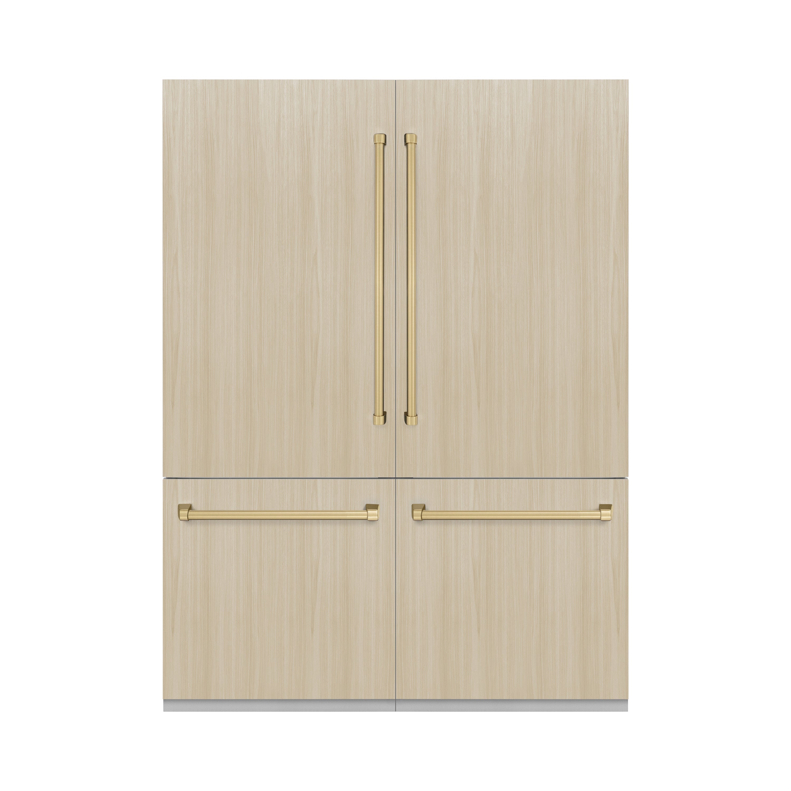 ZLINE 60 in. French Door Built-In Bottom Freezer Refrigerator 32.2 Cu. Ft. Panel Ready Water Dispenser Ice Maker Graphite Gray Interior Champagne Bronze Accents (GRBIVZ-60-CB)