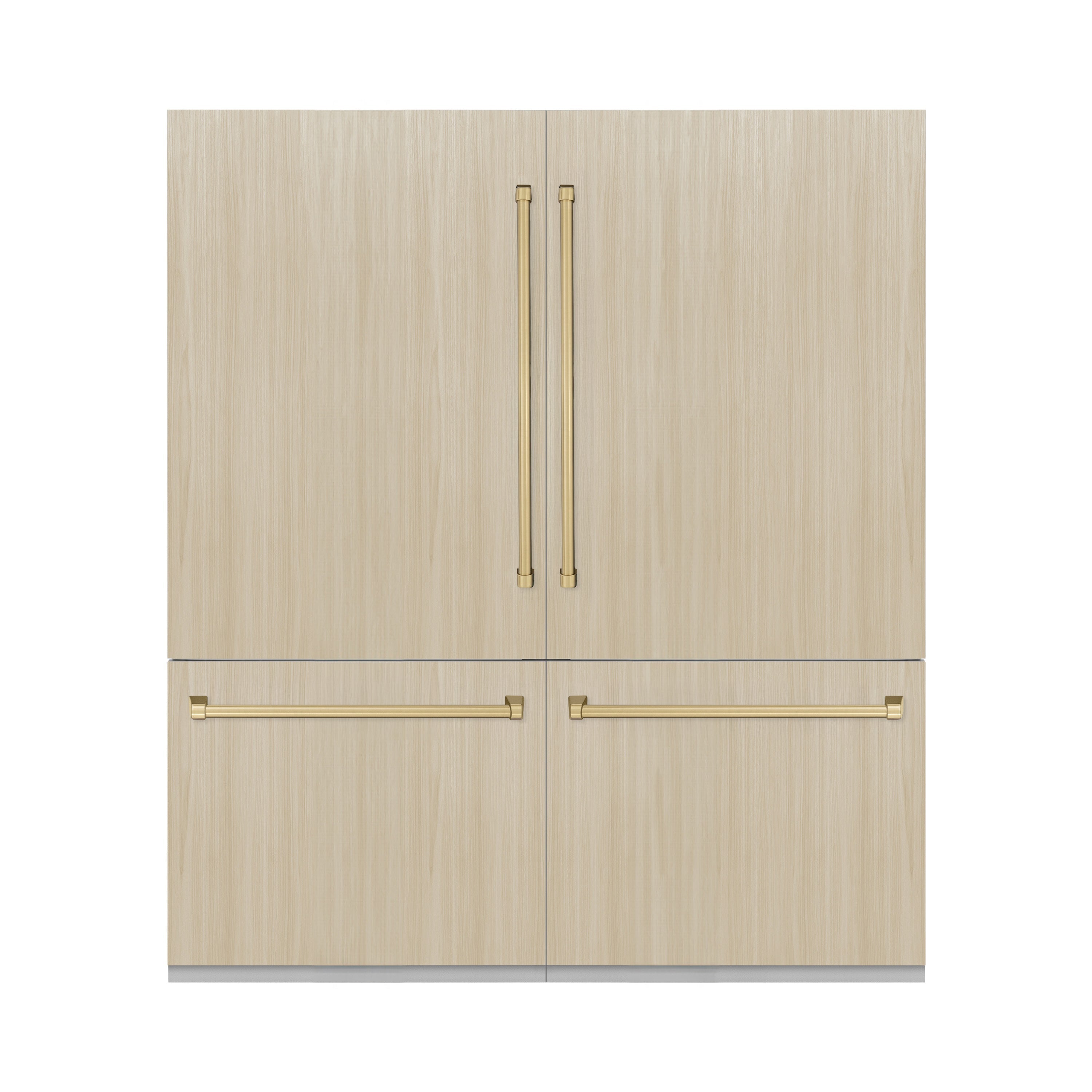 ZLINE 72 in. Panel Ready French Door Built-In Bottom Freezer Refrigerator 39.6 cu. ft. with Water Dispensers, Ice Makers, Champagne Bronze Accents (RBITZ-72-CB)