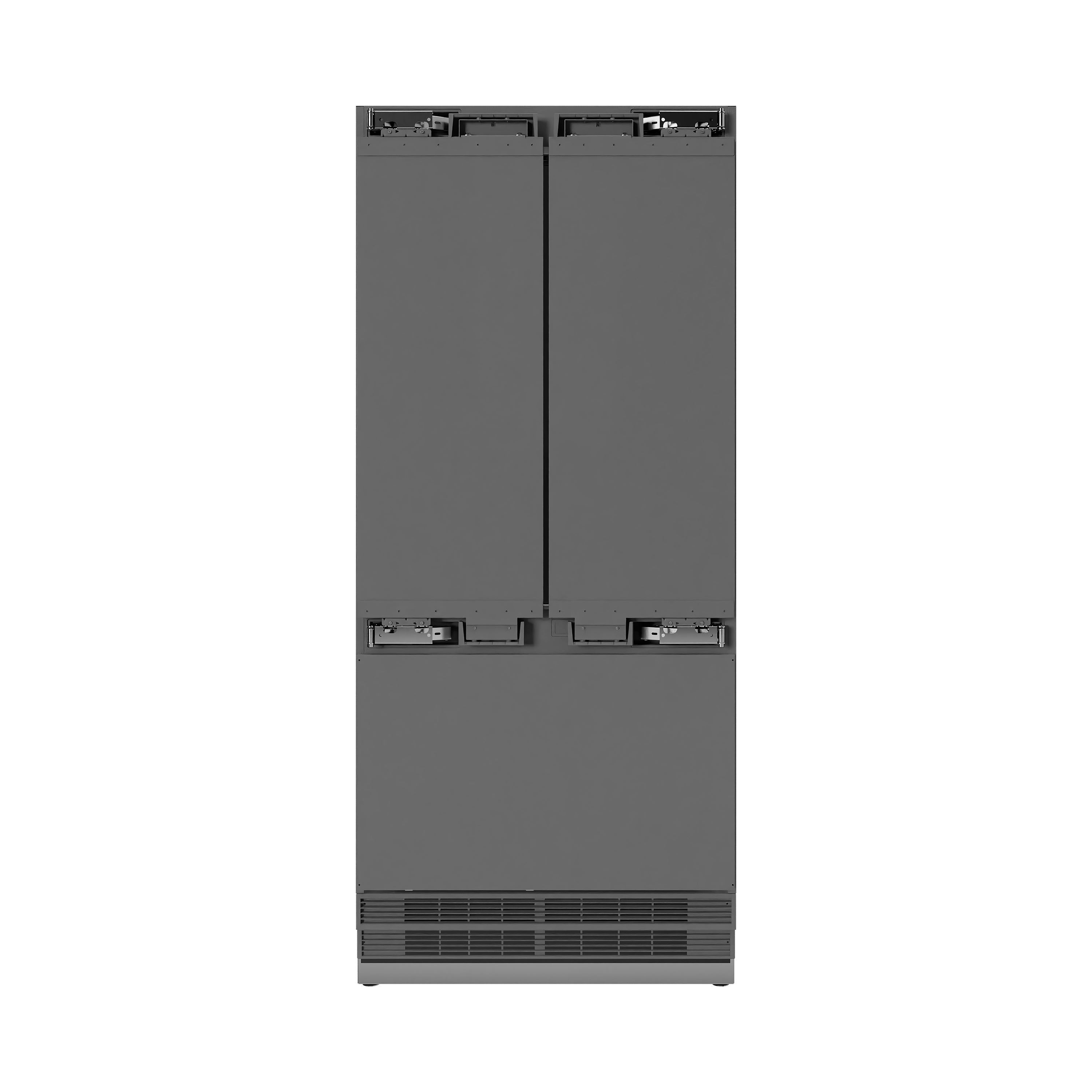 ZLINE 36 in. Panel Ready French Door Built-In Bottom Freezer Refrigerator 19.6 cu. ft. with Water Dispenser, Ice Maker, Stainless Steel Interior & Champagne Bronze Accents (SRBIVZ-36-CB)